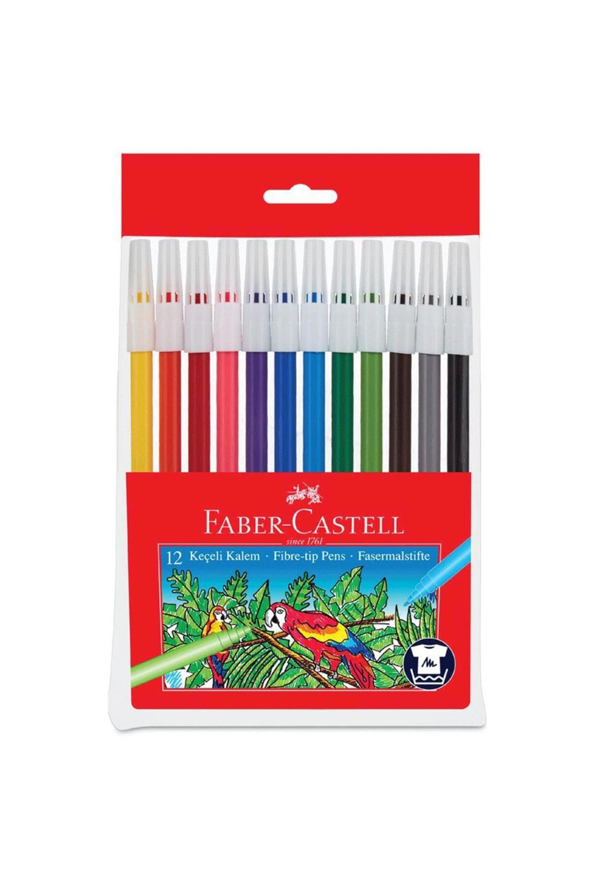 Faber Castell 155130 Keçeli Boya Kalemi 12 Adet - Karışık Renk