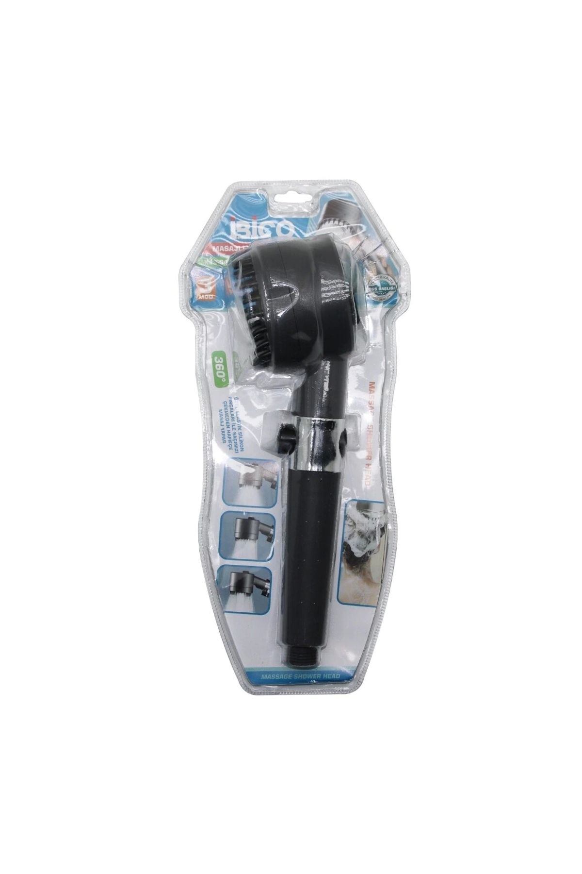 STOREMAX MASAJ UÇLU=ELASTİK SİLİKON ULTRA DUŞ BAŞLIK 360 DERECE 3 MOD= FONKSİYONLU SU STOP TUŞLU (5047)