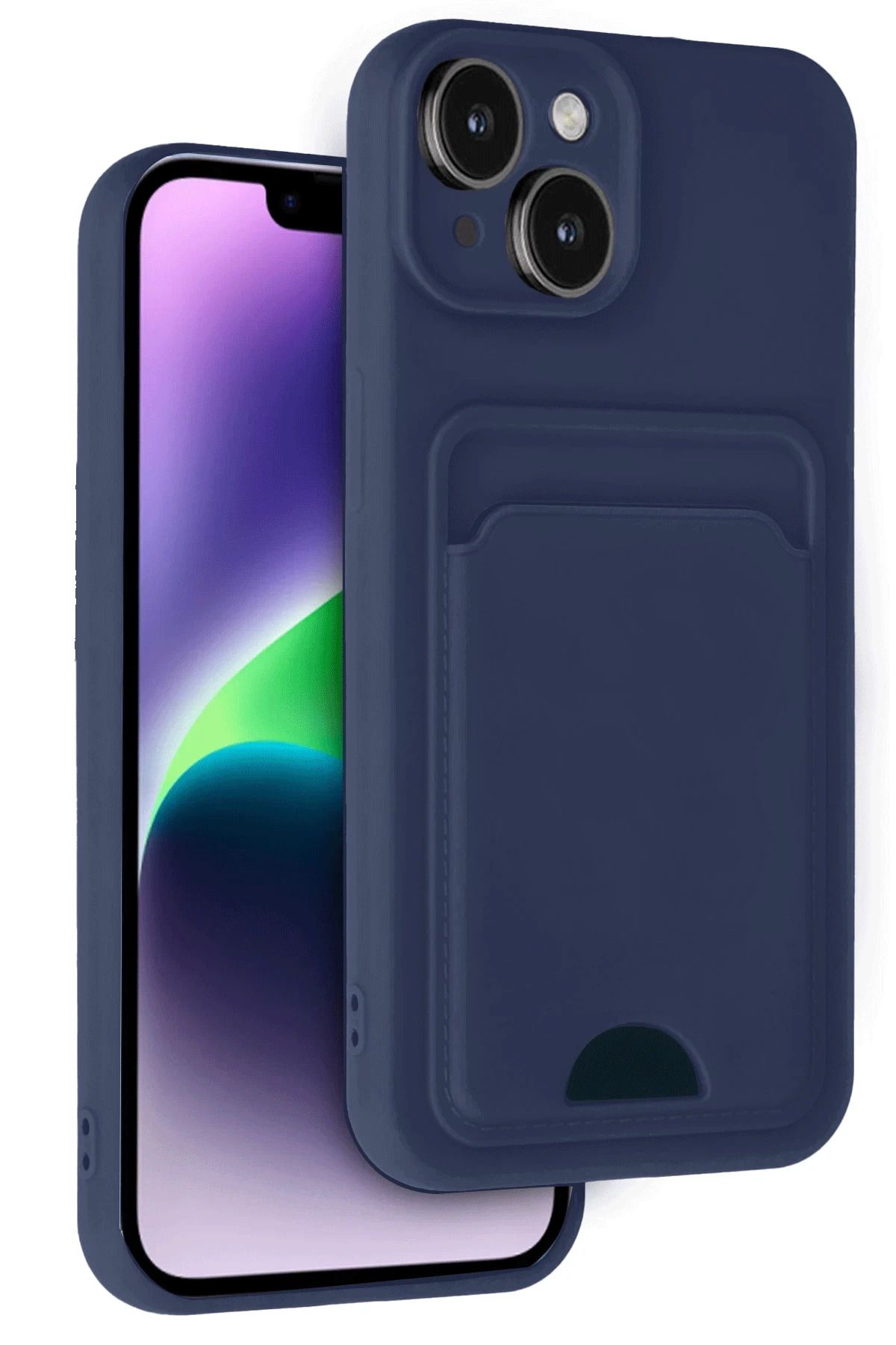 NewFace iPhone 14 Kılıf Kelvin Kartvizitli Silikon - Lacivert FLKRY