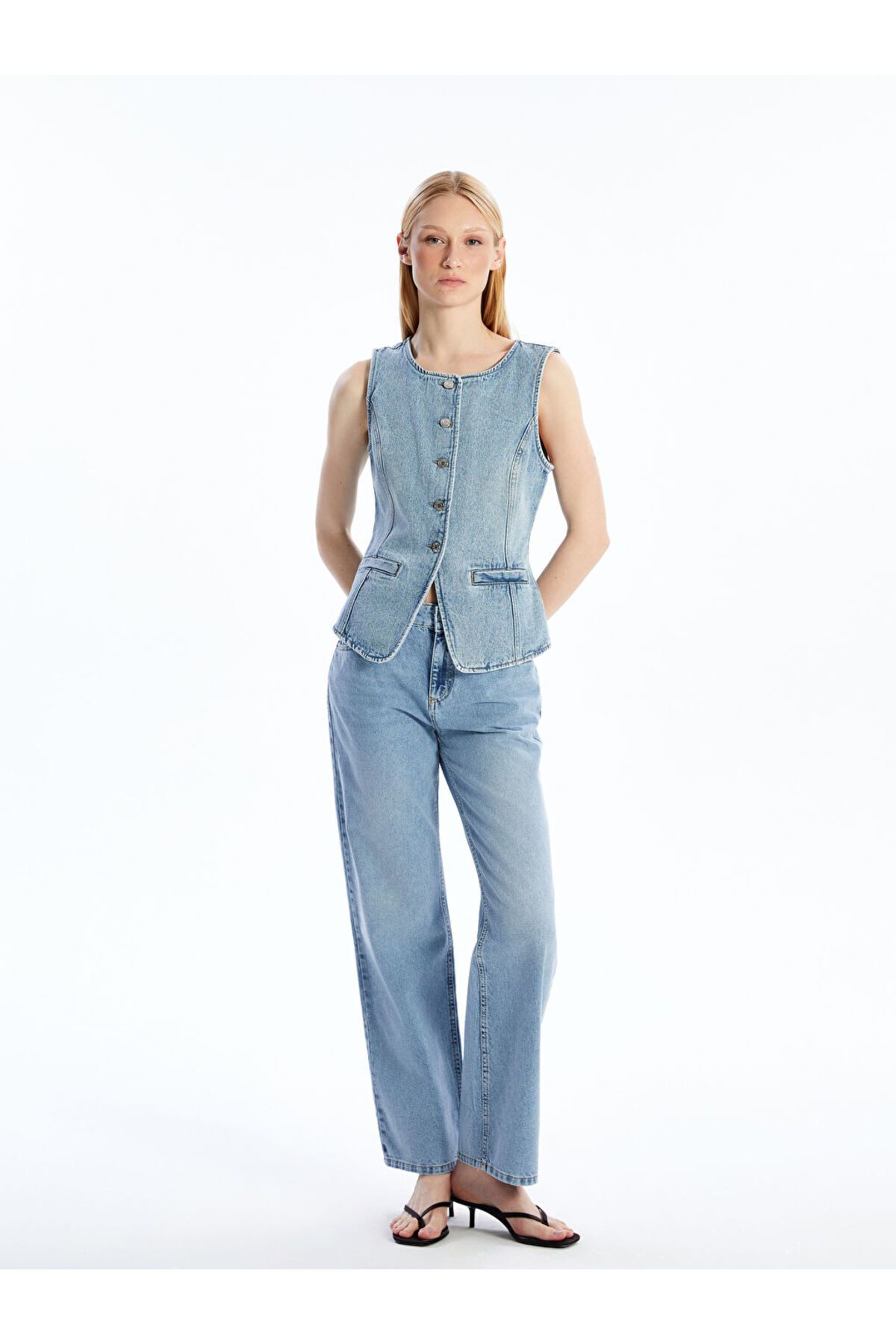 LC Waikiki LCW Jeans Indigo Wideleg Kadın Jean Pantolon S5PP90Z8NVY25