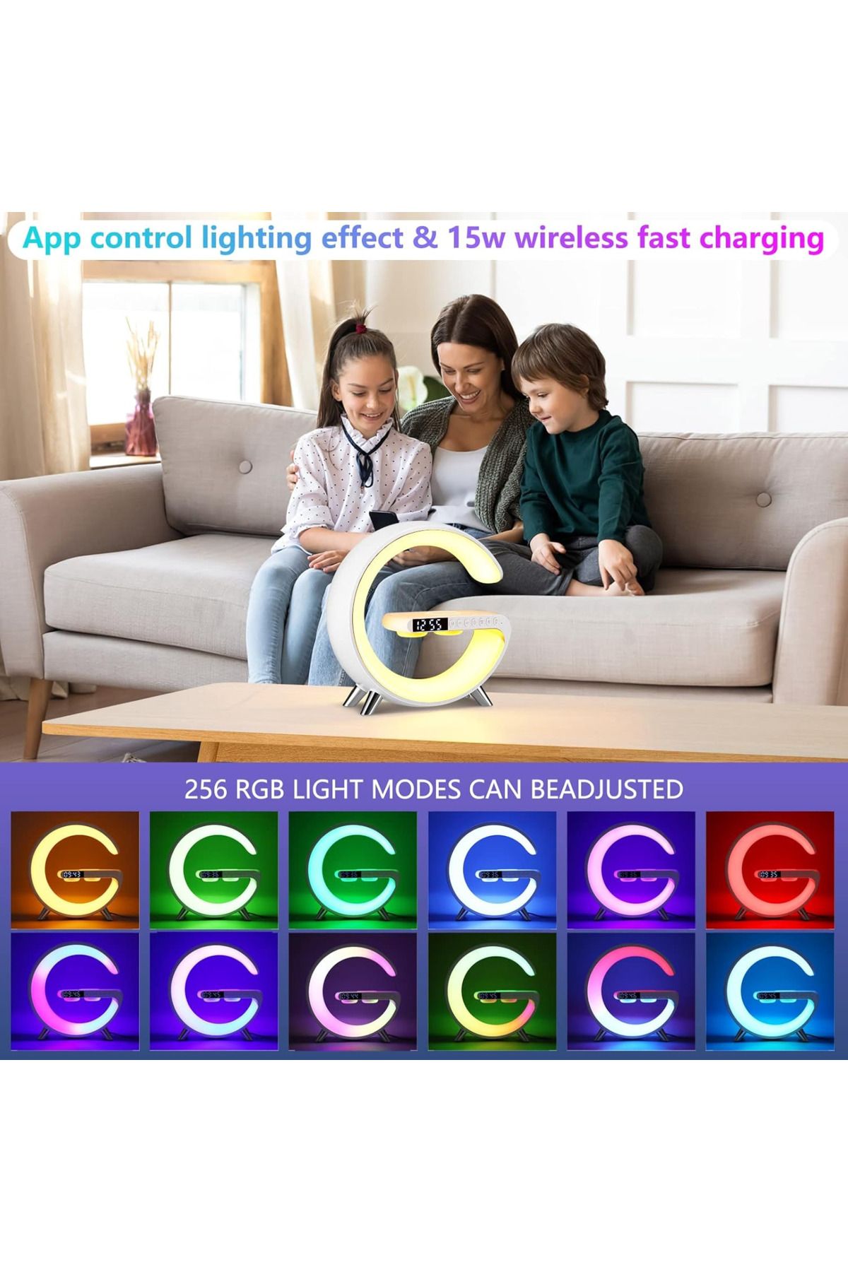 Primo Plus-Wireless Charger Atmosphere Lamp, Intelligent LED Table Bluetooth Speaker, App Control 6