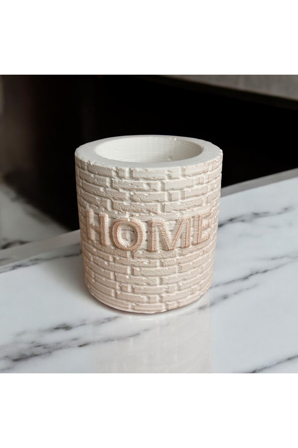 Güneşim Tasarım Taş Tozu HOME Yazılı Dekoratif Kalemlik / Mumluk