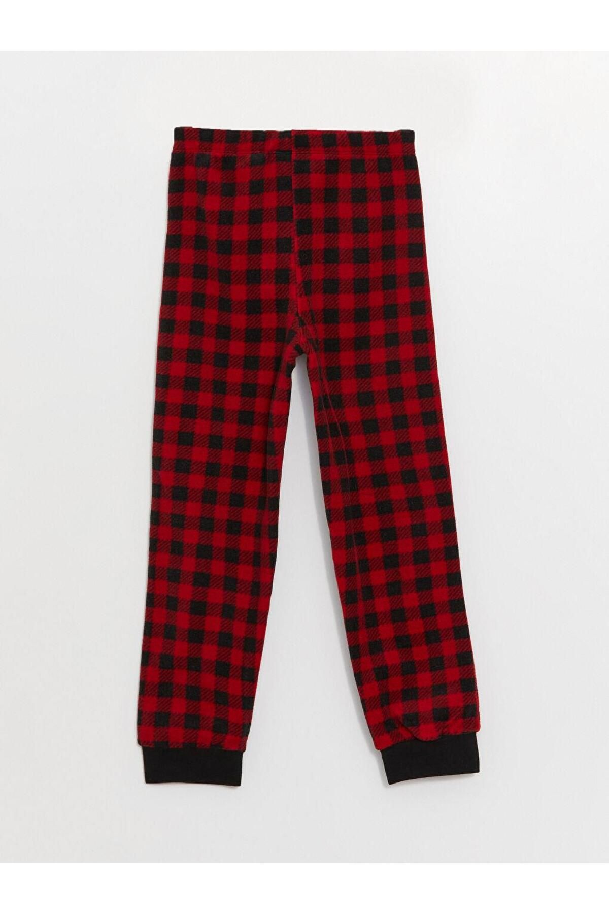 LC Waikiki-Plaid Fleece Boys' Pajama Bottom with Elastic Waist (W3) 3
