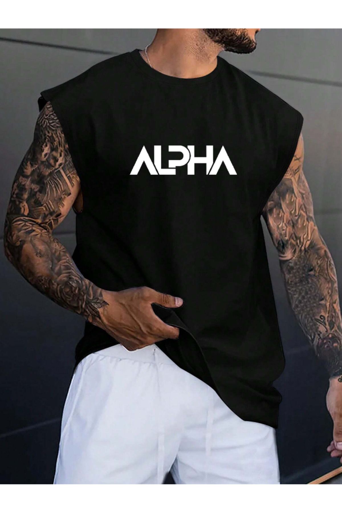 COHERENT Erkek Alpha Özel Baskılı Oversize Pamuklu 0 Kol T-Shirt Tişört