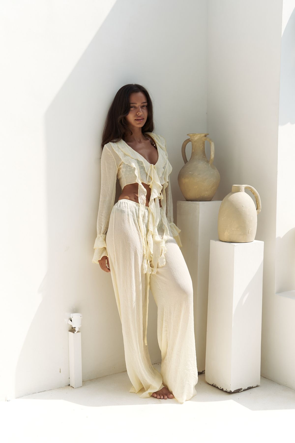 BOHEMAİ Olivia Sarı Gömlek Pantolon Takım