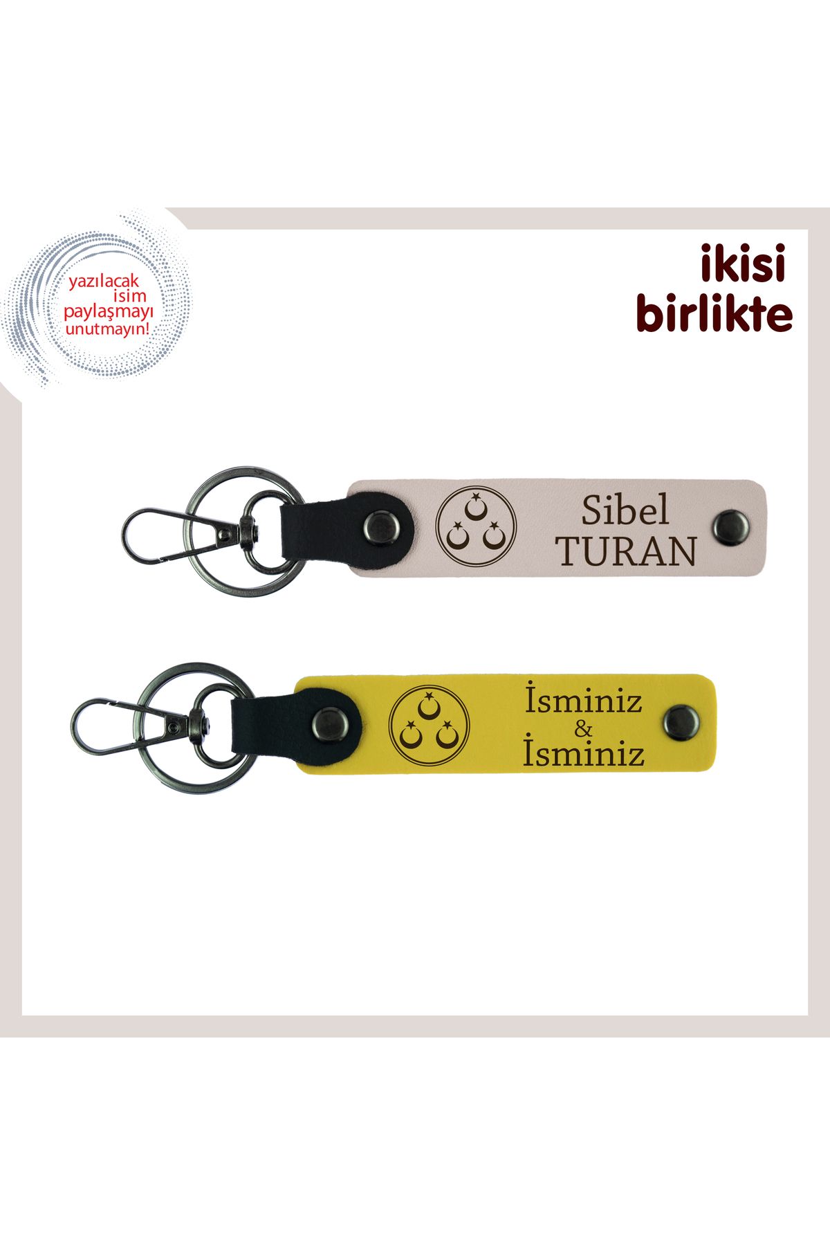 Miaju Vatan Sevgisiyle Harmanlanmış Aşk Hediyesi – Evlilik Yıldönümüne Özel Anahtarlık, Pudra-Sarı