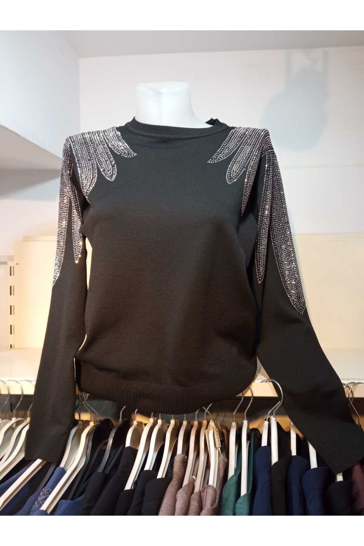 MODA Omuz Taşlı Triko Bluz
