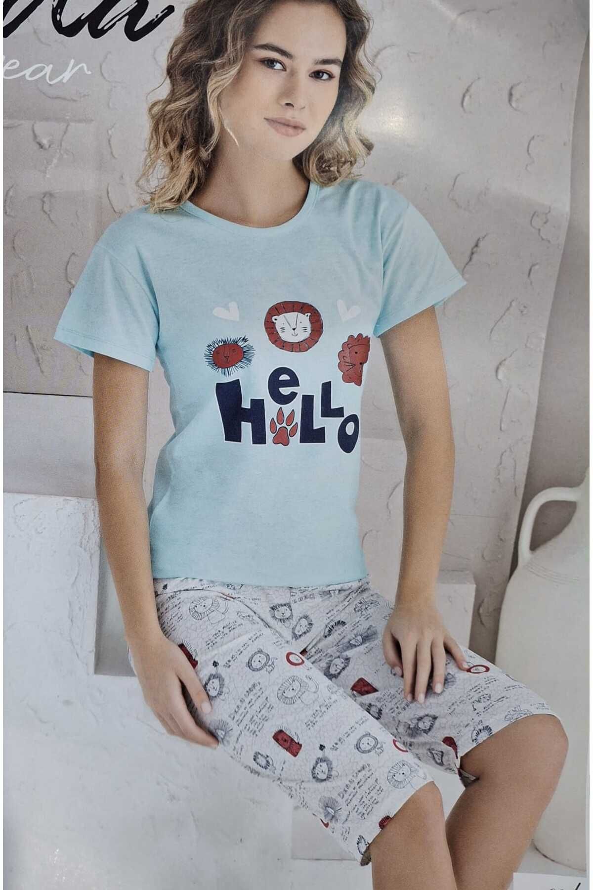 Nisa Kadın Kısa Kollu Kapri Pijama Takımı