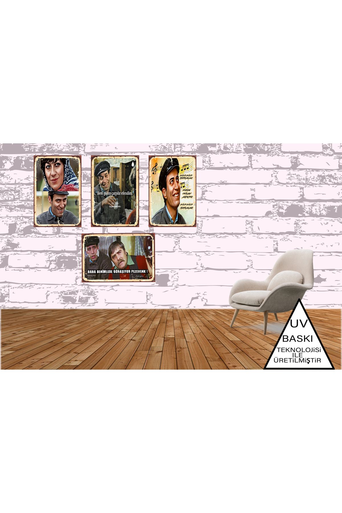 hazalshop Kemal Sunal Replikleri Temalı 4 Adet 20 x 30 CM MDF Duvar Tablosu Seti 010