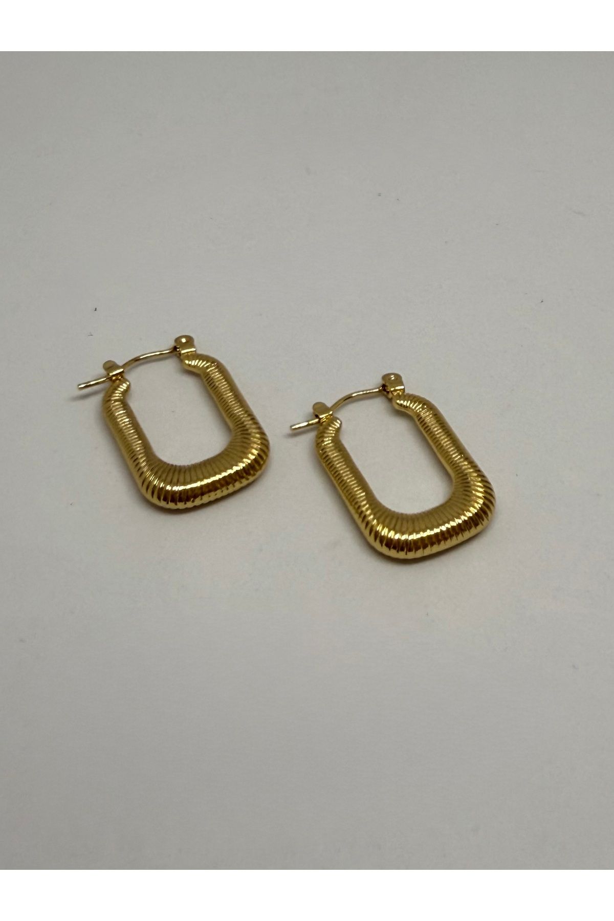 Gulsah's Store Çelik gold vintage çizgi detaylı küpe