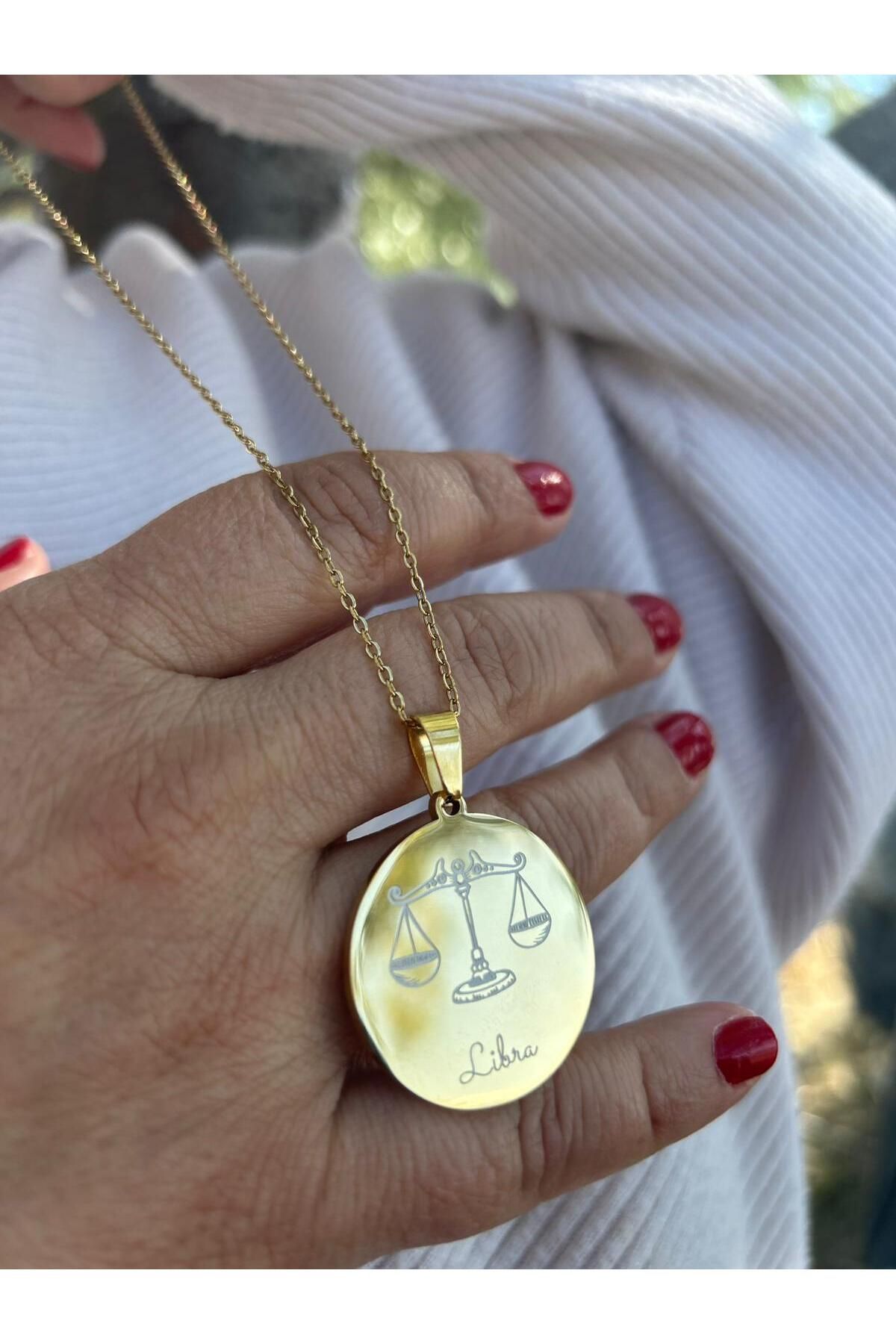 Minerva Astro Shop Çelik Gold Kolye Terazi Burcu Kolye | Zodyak & Astroloji Takısı | Denge ve Zarafet Sembolü