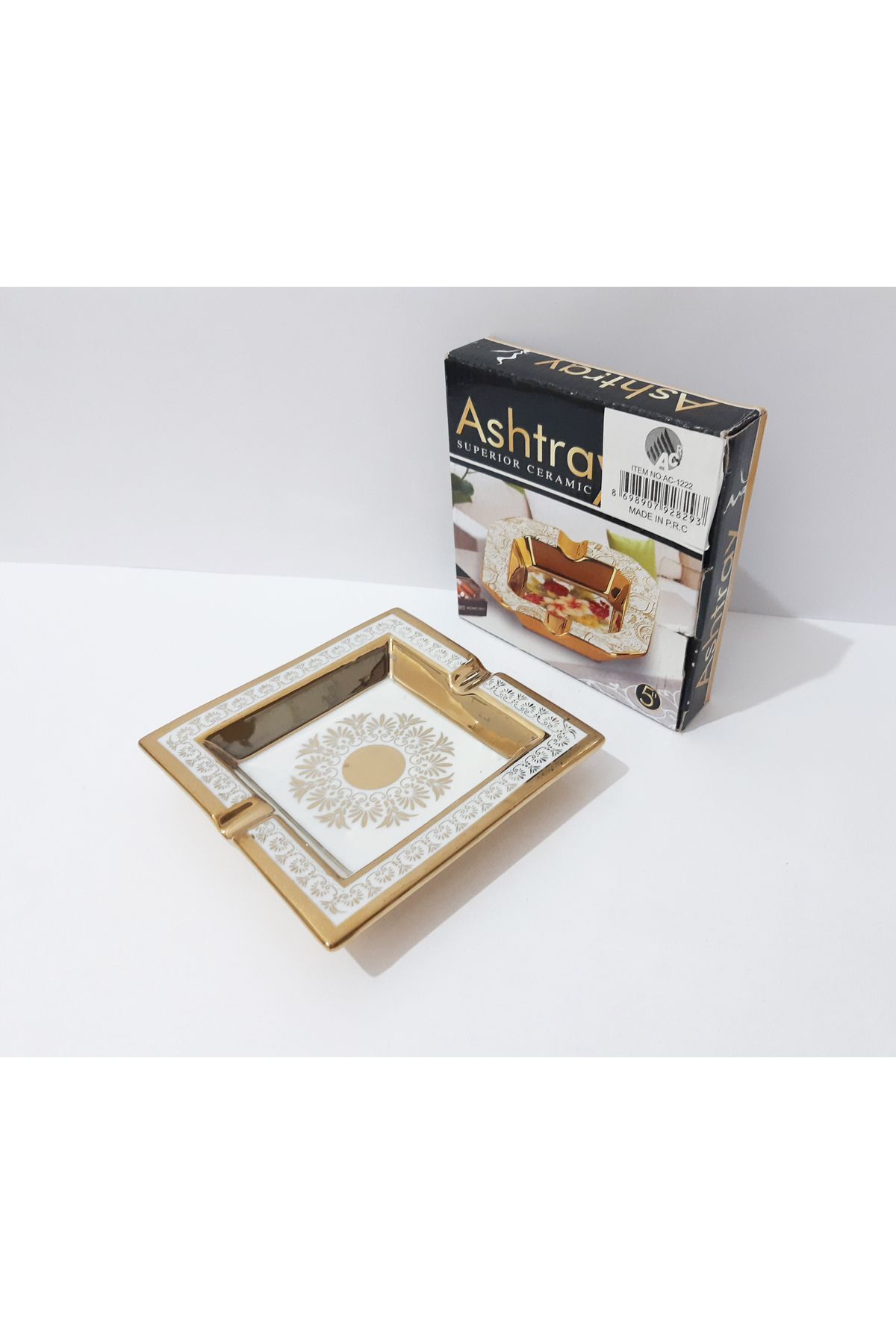 renkli çiçekler Küllük 12.5x12.5 CM Desenli Seramik Kül Tablası