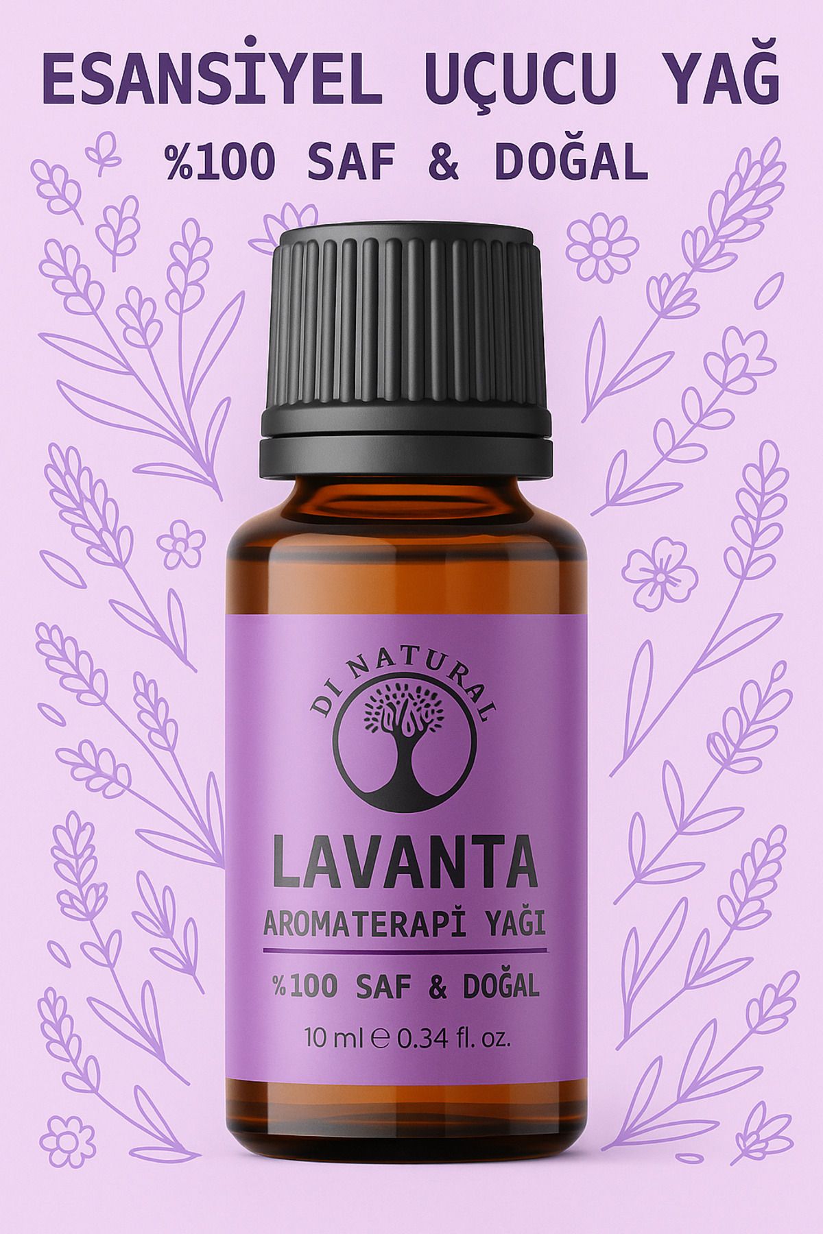 di naturel Lavanta Uçucu Yağ %100 Saf Doğal Esans Buhurdanlık Difüzör Oda Esansı 10 ml