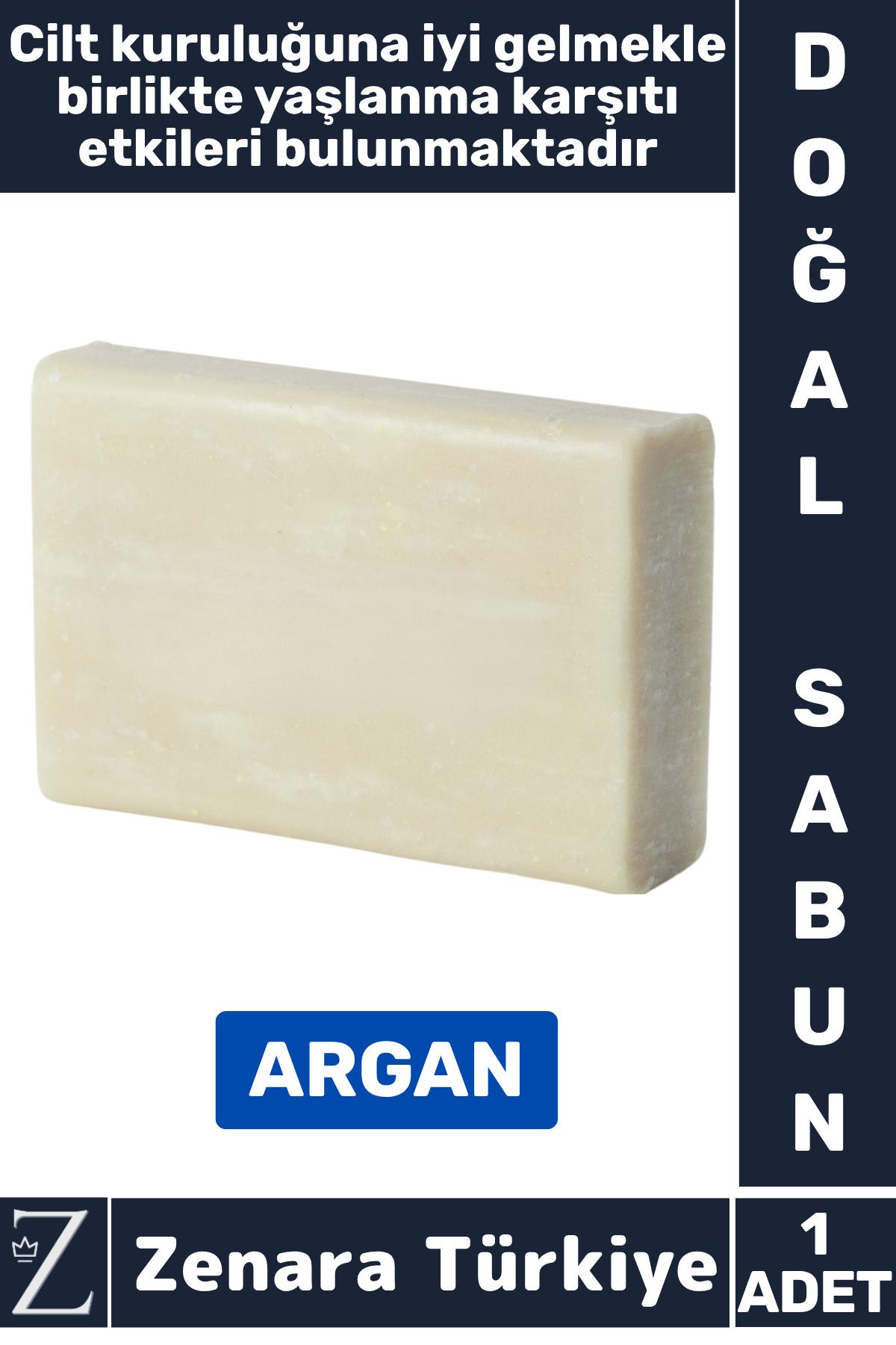 Zenara Bitkisel Organik %100 Doğal Saç Yüz Vücut El Kullanım Cilt Yaşlanma Karşıtı Sabun ARGAN