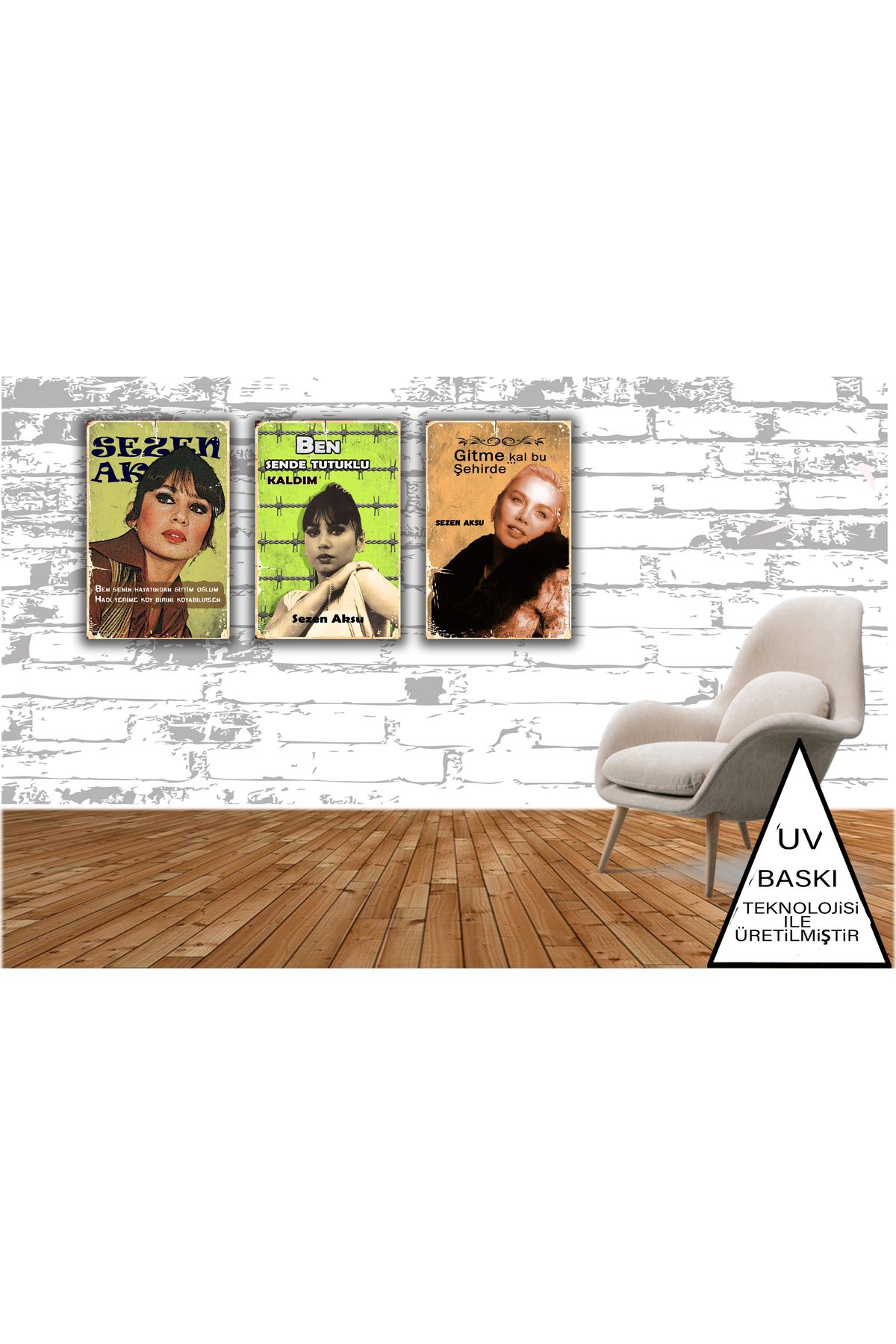 hazalshop Sezen Aksu Sözler Temalı 2 Adet 20 x 30 CM MDF Duvar Tablosu Seti 010