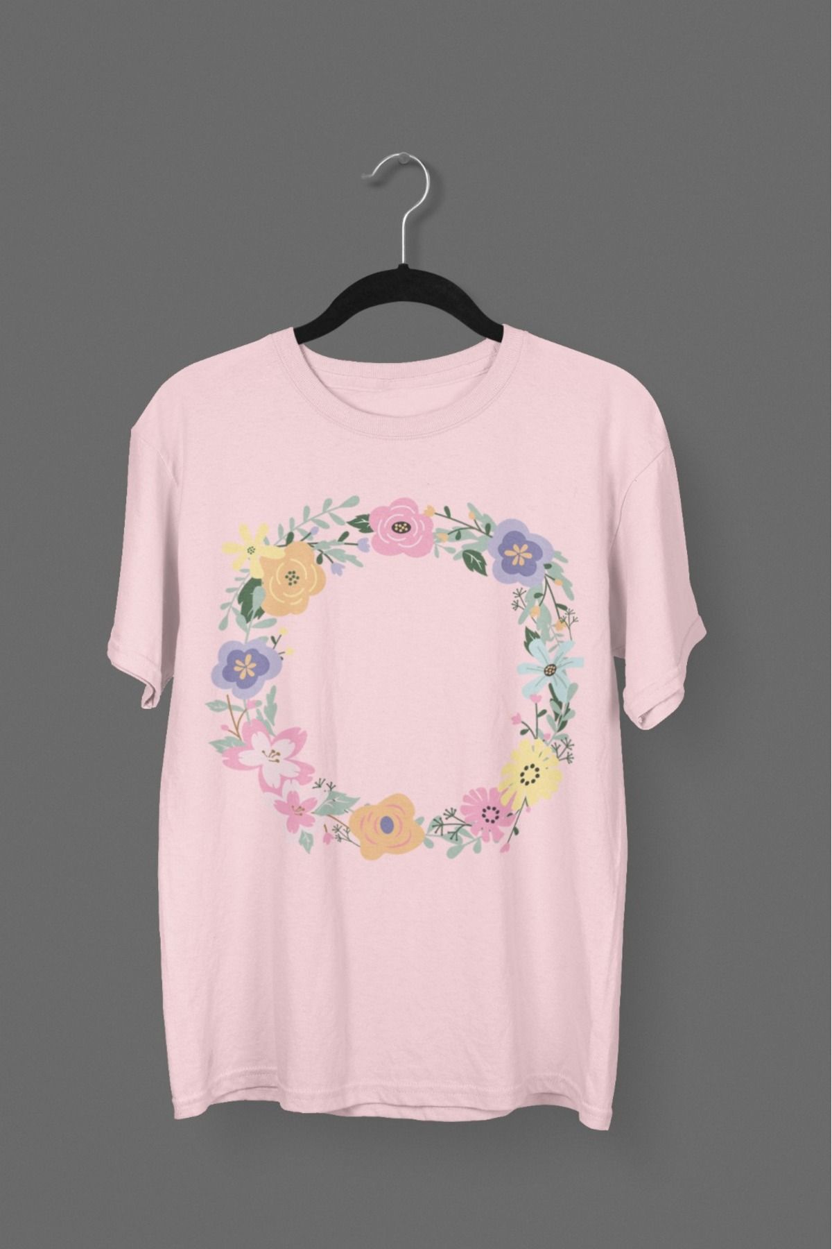 Butik ERKEK/KADIN -ÇİÇEK- TRANSFER BASKILI YUVARLAK YAKA KISA KOL TİŞÖRT