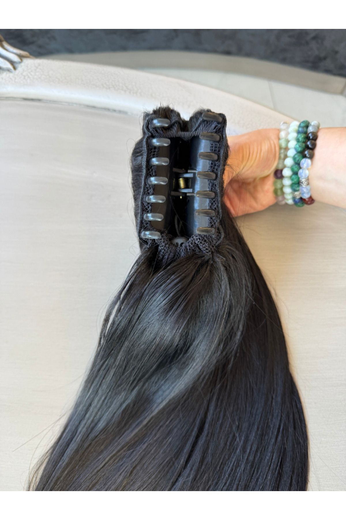 Hairpim Kadınca Peruk Professionalj%100 İnsan Saçı Doğal Kestane (150 gr) Kelebek Tokalı Postij 70 cm PJ607