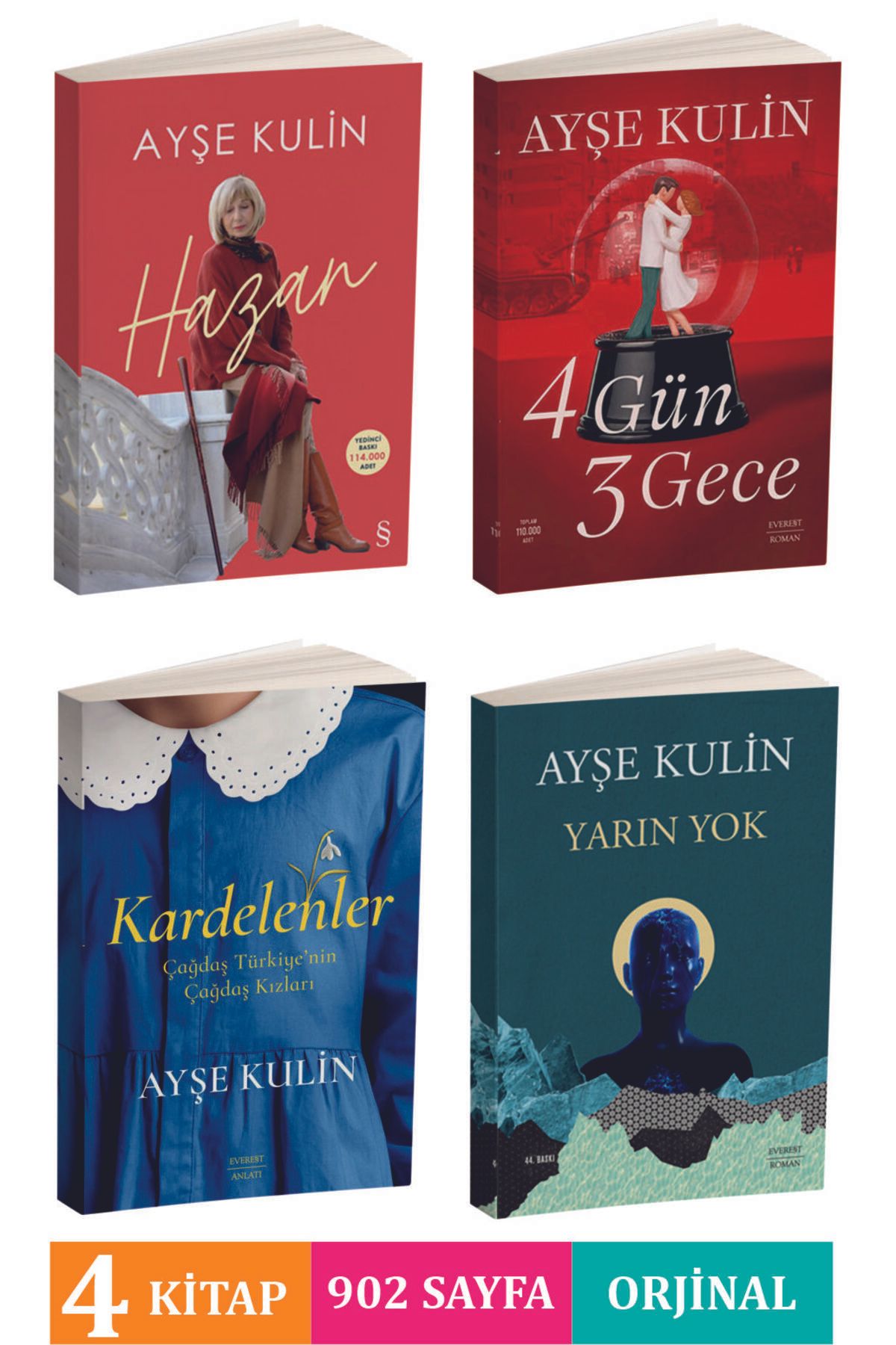 Buğday Kitap Ayşe Kulin Hazan-Kardelenler-4 Gün 3 Gece-Yarın Yok (4 Kitap Set)