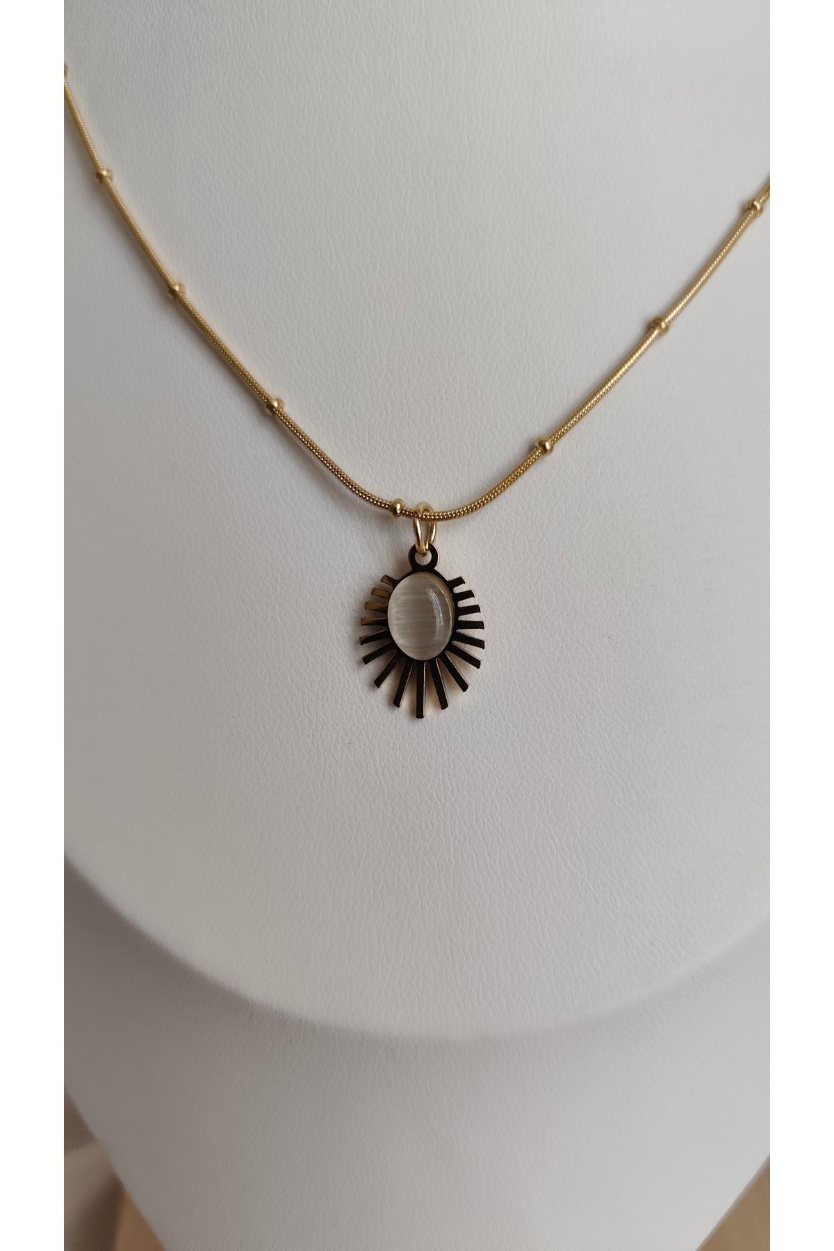 miyesa stainless steel Çelik Antik Taşlı Kolye