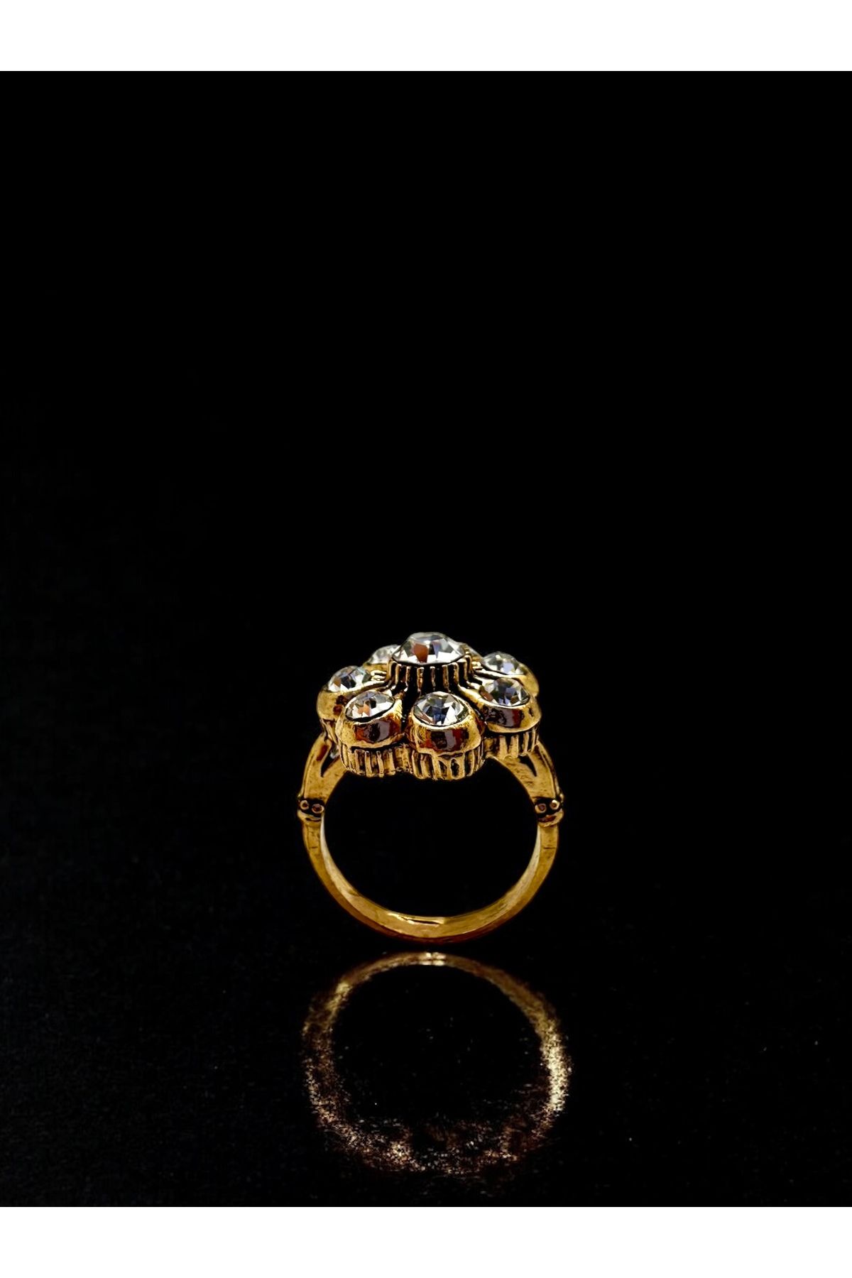 FUYA JEWELLERY Taşlı Çiçek Motif Yüzük