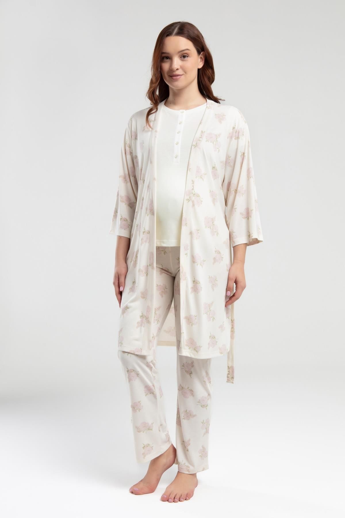 Pierre Cardin 3'lü Lohusa Pijama Takım