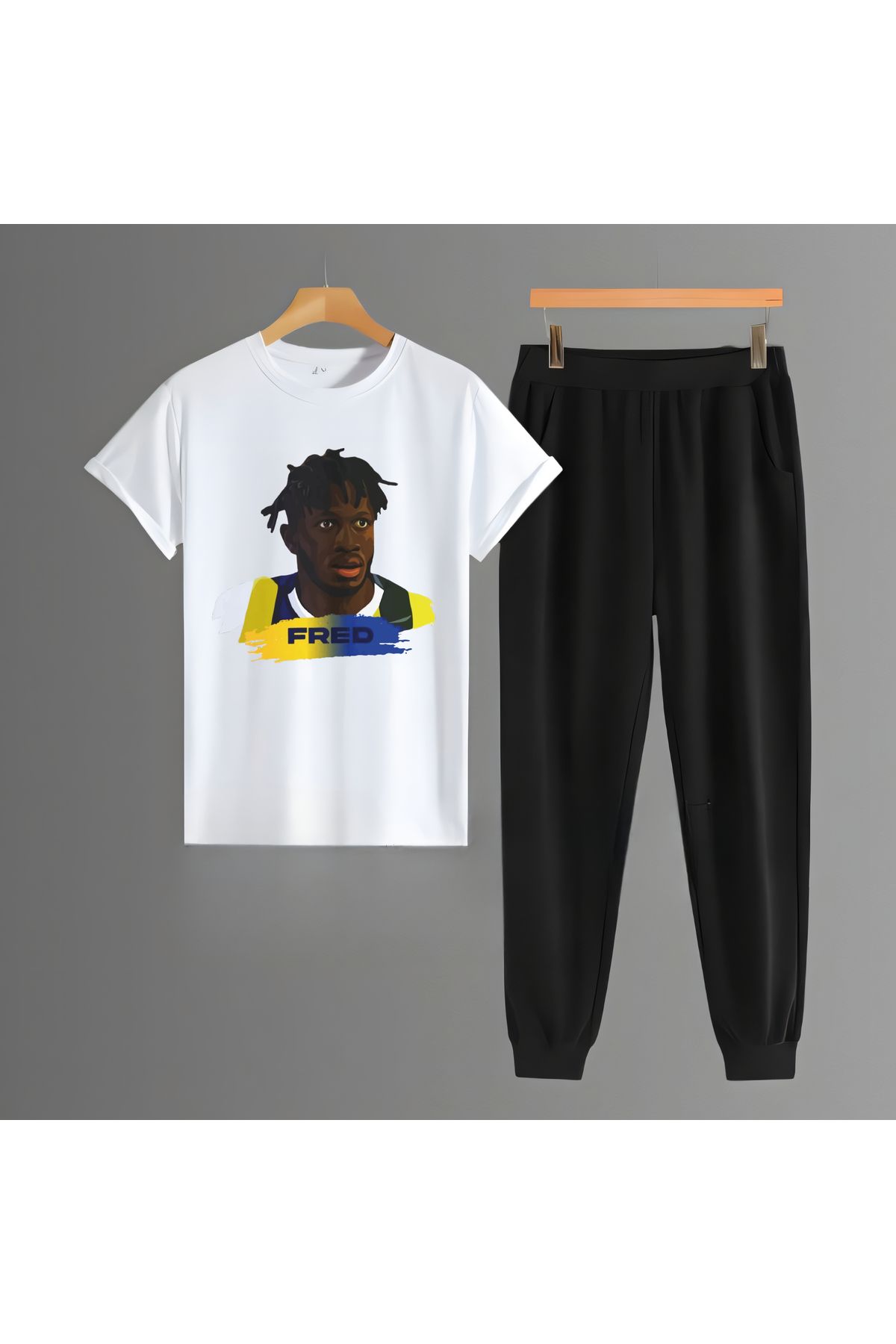 Biy Store Fred fotograf forma baskılı unisex kadın erkek kısa kollu tişört t-shirt eşofman takımı