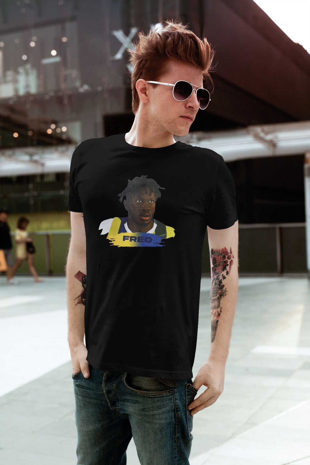Biy Store Fred fotograf forma baskılı unisex kadın erkek kısa kollu tişört t-shirt