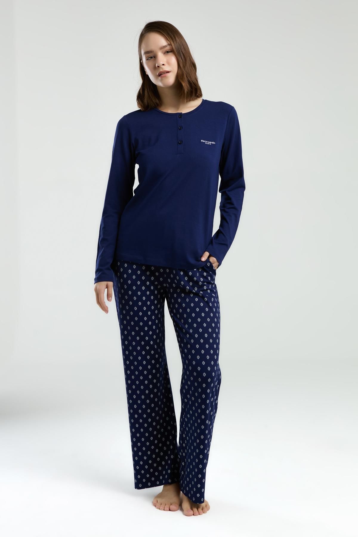 Pierre Cardin Lacivert Kadın Büyük Beden Pijama Takım