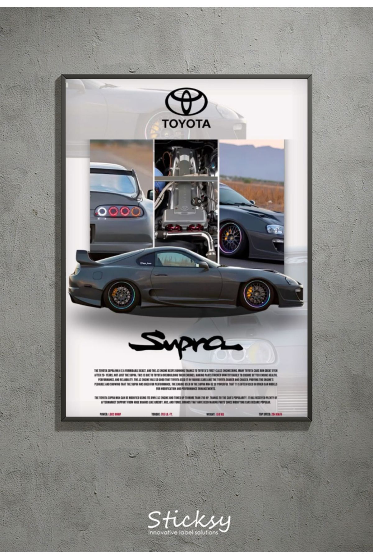 Sticksy Toyota Supra Duvar Posteri , Kalın Kağıt - Araba Posterleri Çerçevesiz