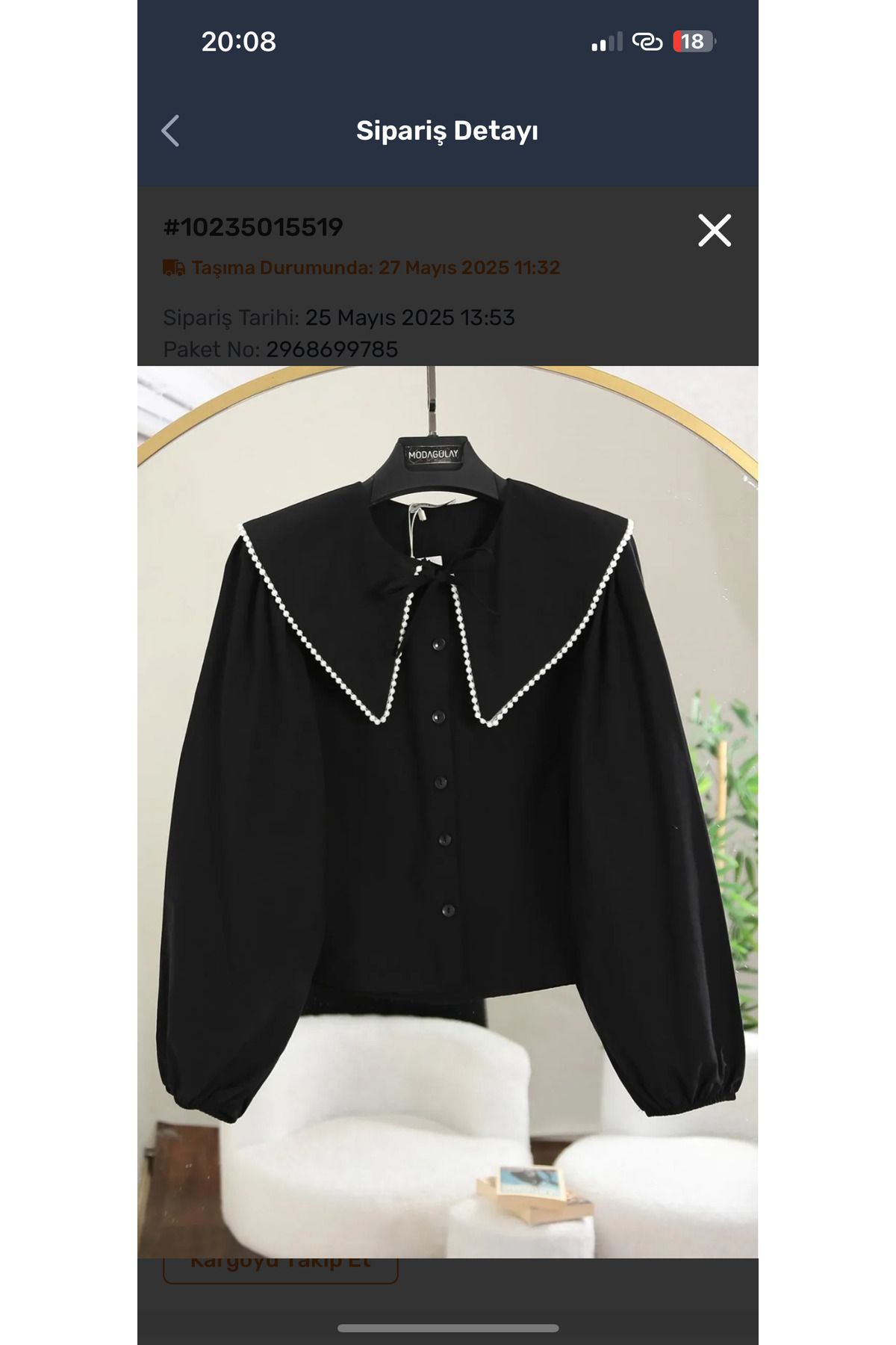 mahira collection İnci yakalı gömlek