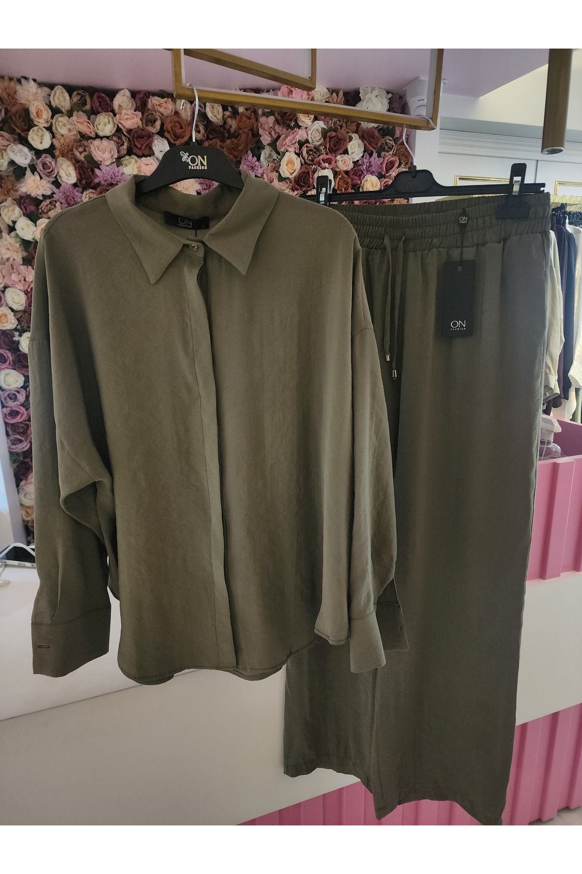 On Fashion kadın haki gömlek