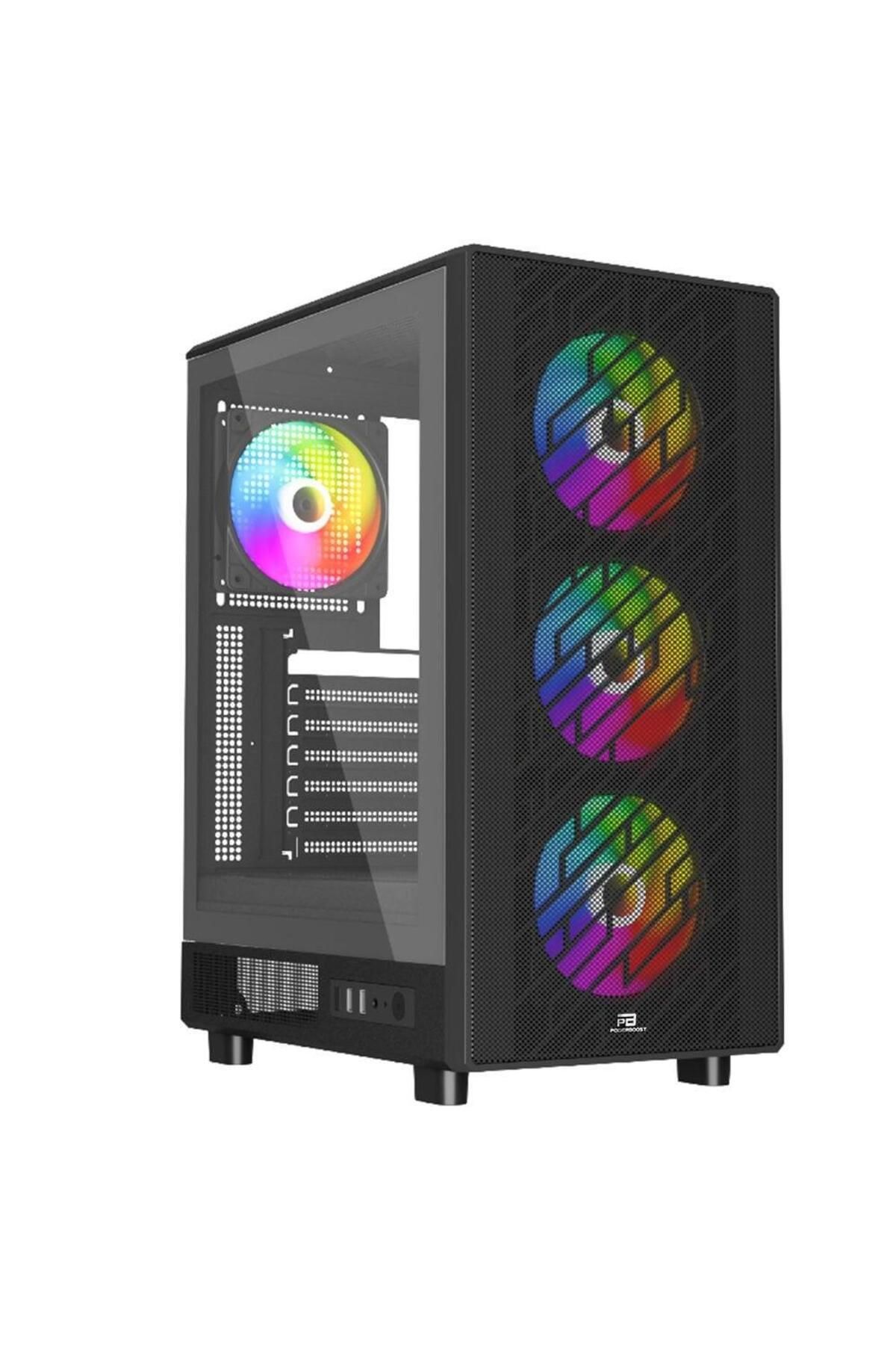 Vobotek Teknoloji PowerBoost PB-A700B 750W 80+ BRONZE ATX USB 3.0 Rainbow Fanly Mesh Gaming Siyah Kasa