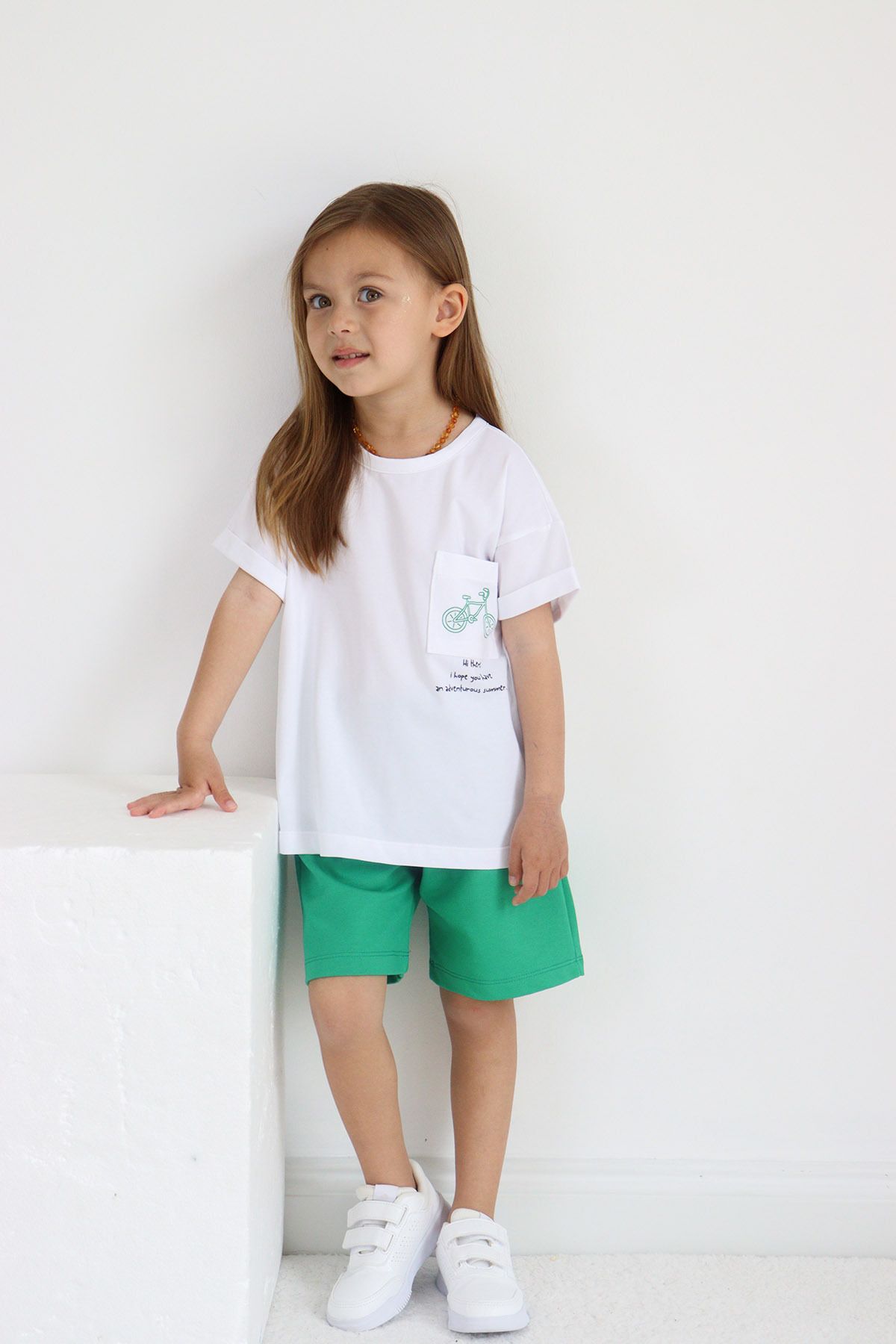 Babywom Oversize Kız Yazlık Şorlu,Cepli Tshirtli Takım