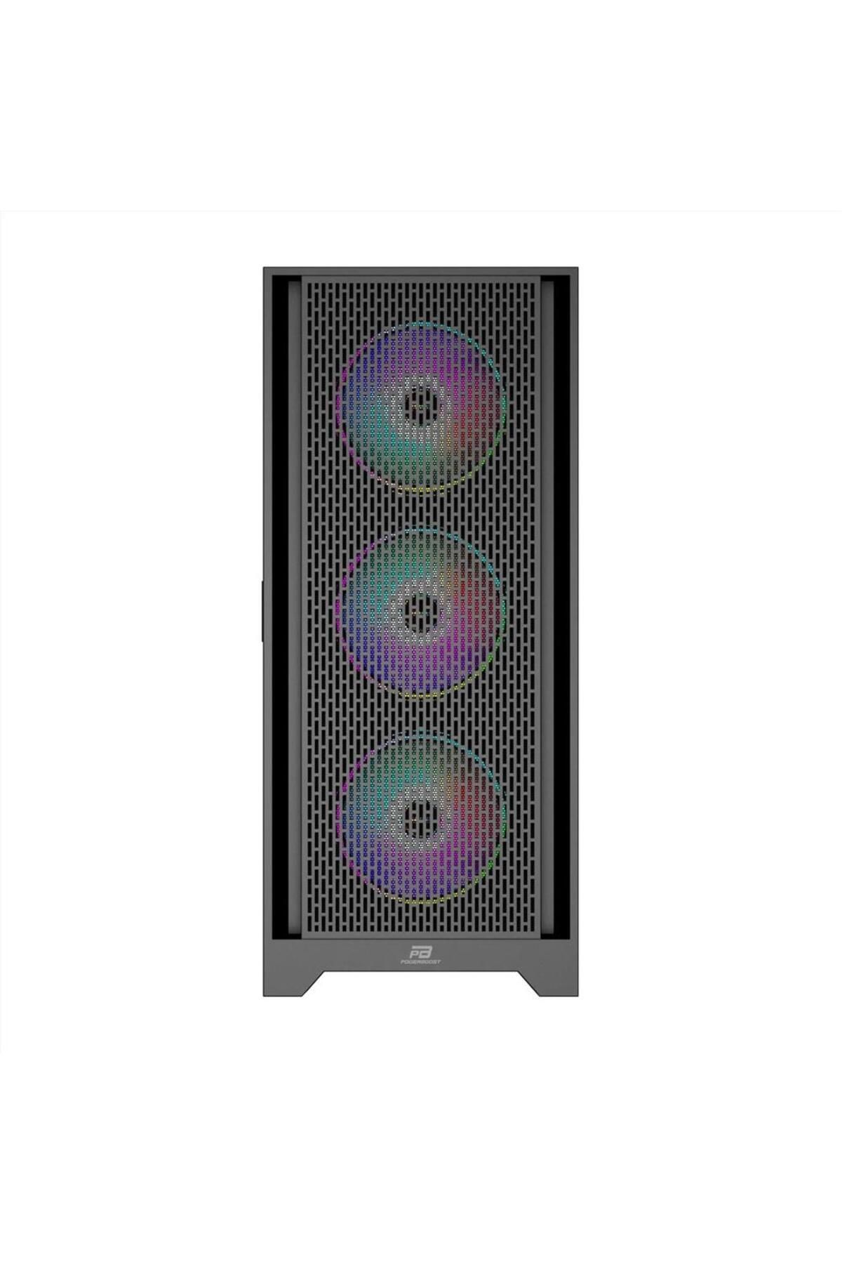 Vobotek Teknoloji PowerBoost PB-P1600B USB 3.0 Mesh ARGB Fanlı Gaming Siyah Kasa (PSU Yok)