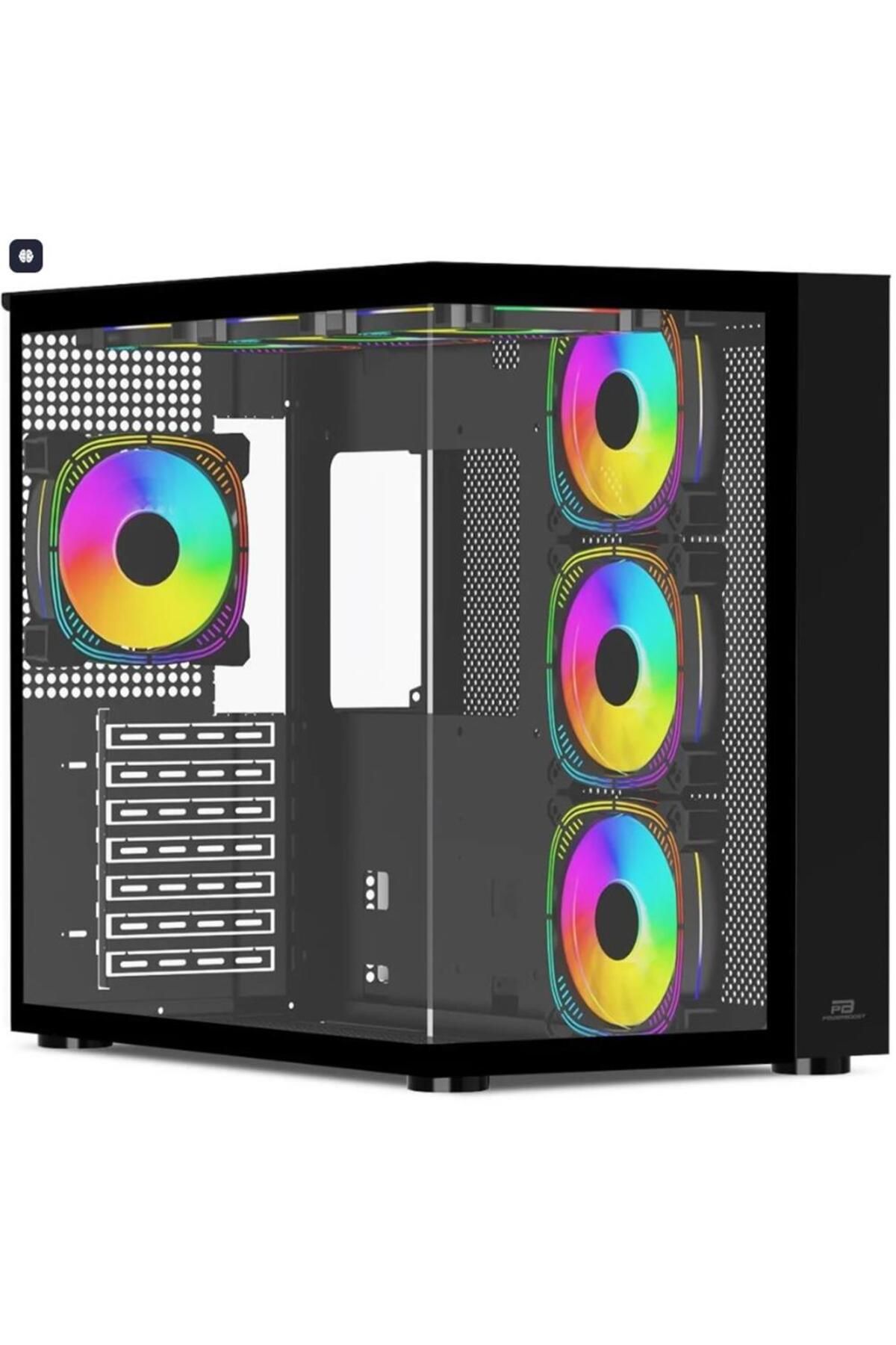 Vobotek Teknoloji PowerBoost PB-SS02B Sea View USB 3.0, ATX 7 x ARGB Fanlı, Siyah Kasa (PSU Yok)