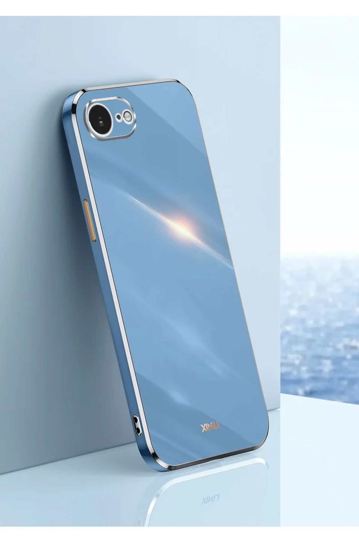 Rivor Apple iPhone 16e Uyumlu Kılıf Kamera Korumalı Parlak Kenarlı Altın İşlemeli Silikon Kapak