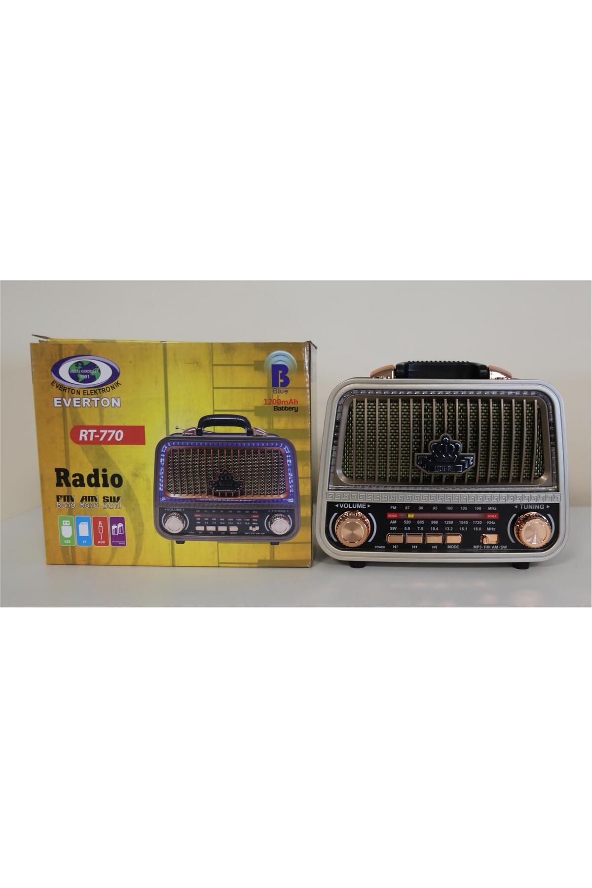 Vobotek Teknoloji Everton Rt-770 Bluetooth Fm-Usb-Tf-Aux Şarjlı Nostaljik Radyo