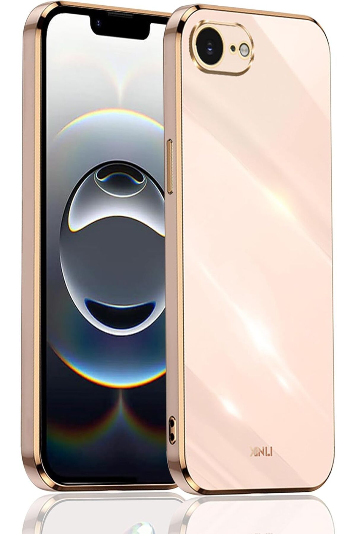 Rivor Apple iPhone 16e Uyumlu Kılıf Kamera Korumalı Parlak Kenarlı Altın İşlemeli Silikon Kapak