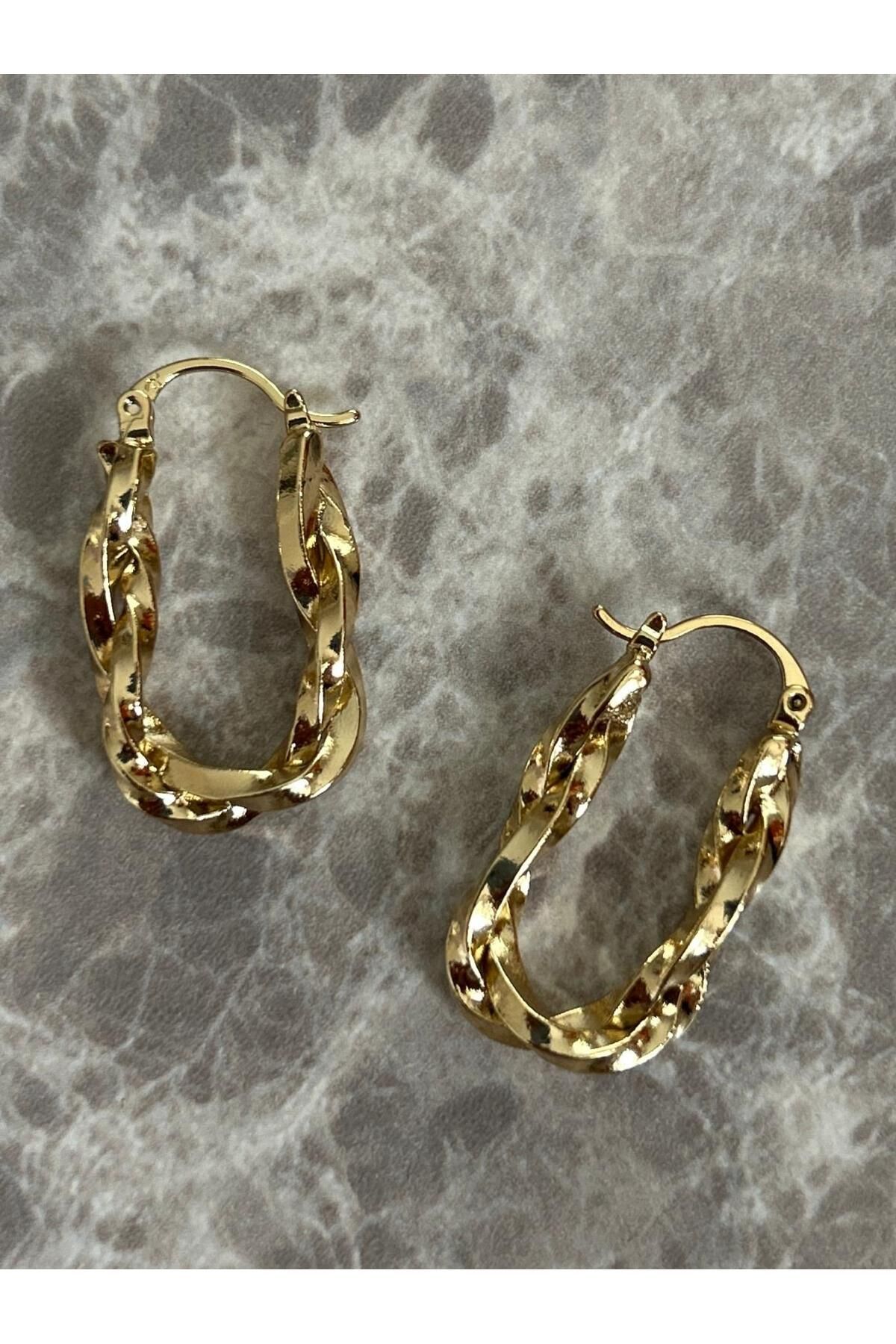 soleah Xuping 14 Ayar Gold Kararmaz Çelik Burgu Küpe