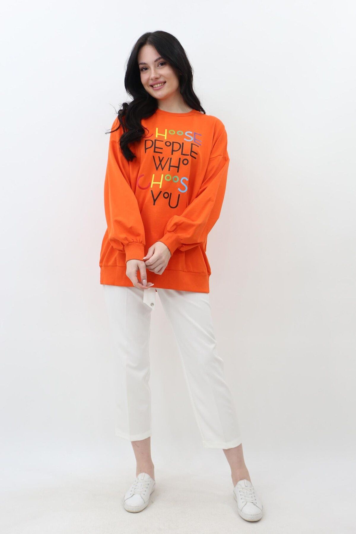 Levidor Yazı Baskılı Sweat - Oranj