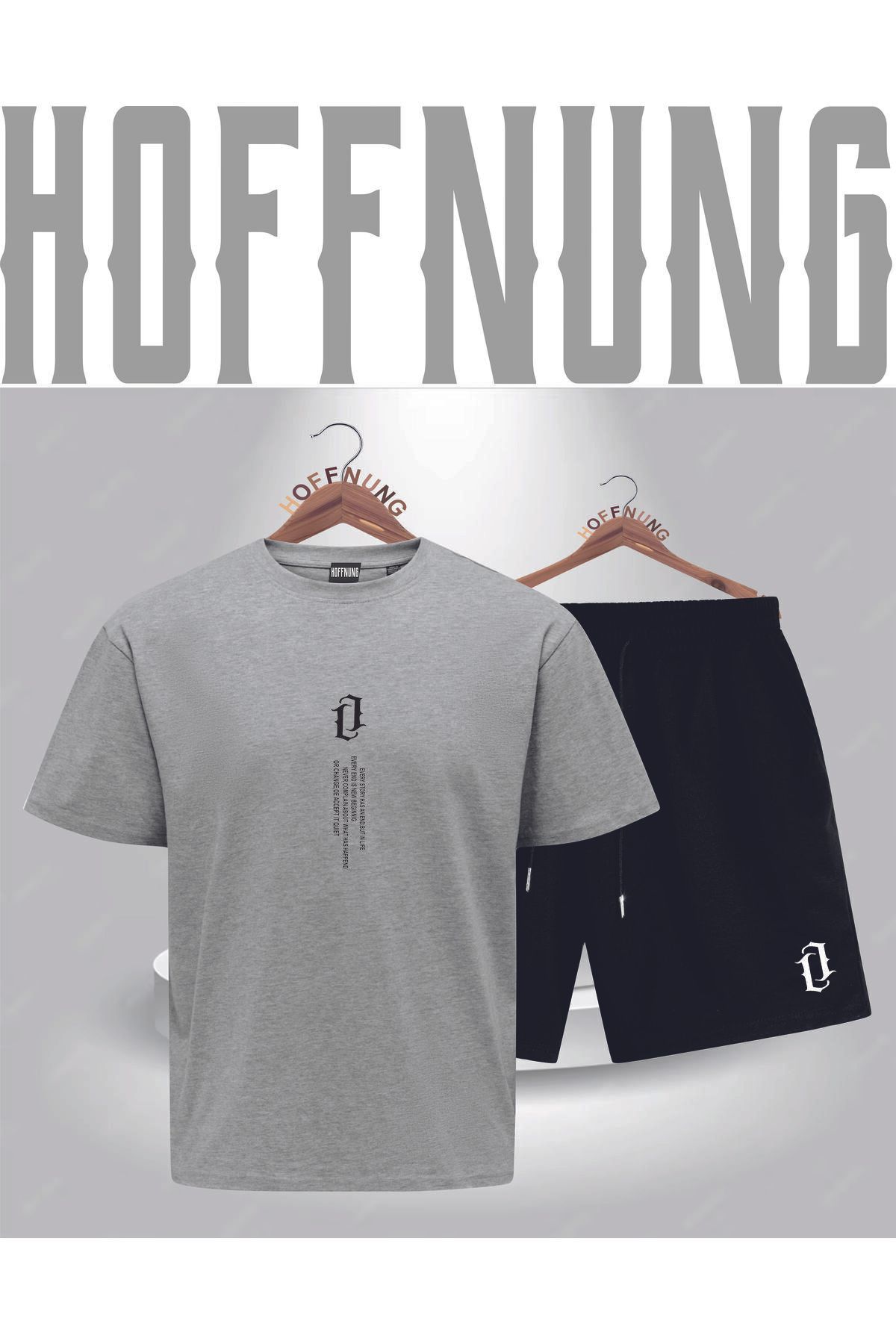 HOFFNUNG Full Shorts Aşk Mektubu Dık Baskılı Hoffnun G Tshirt