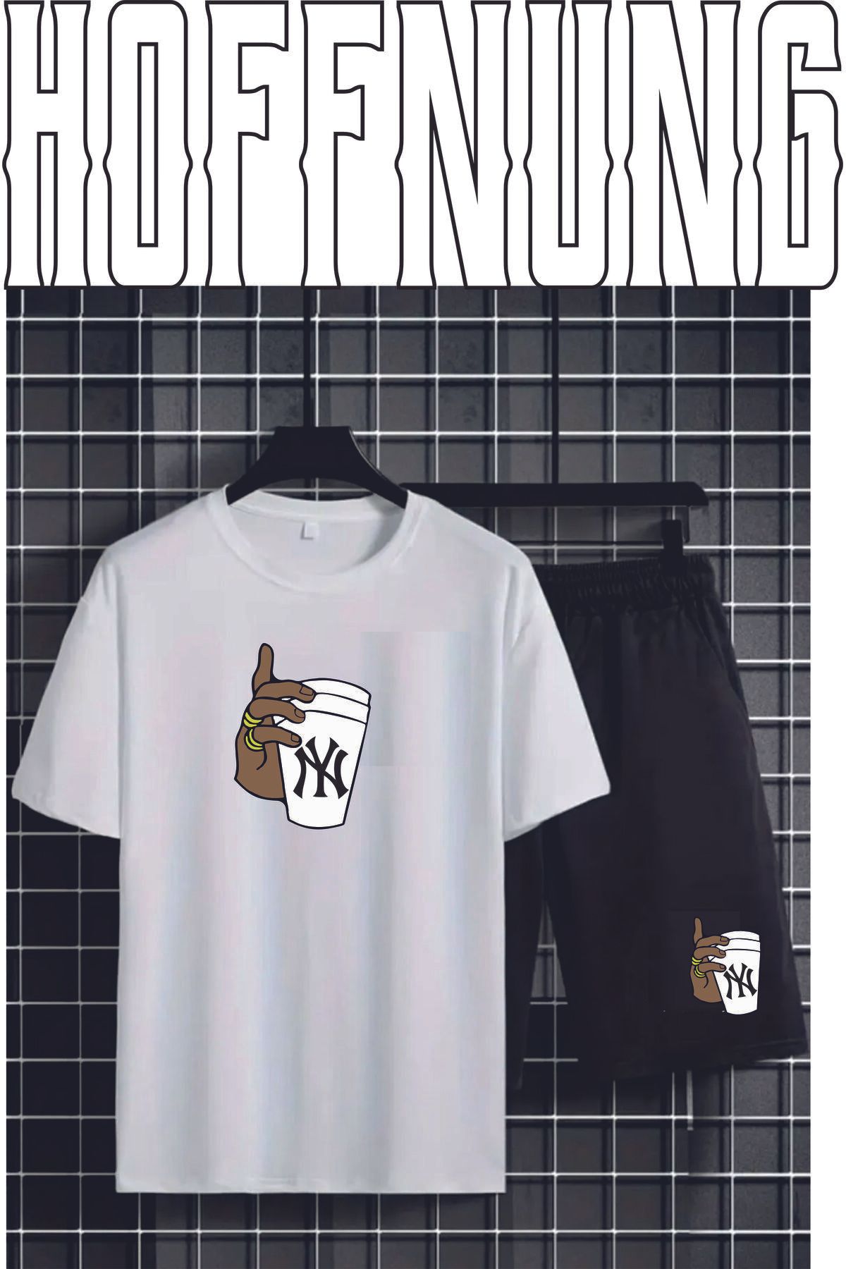 HOFFNUNG Full Shorts Sportwear Nyglass Nybardak Baskılı Oversize Yazlık Alt Üst Takım