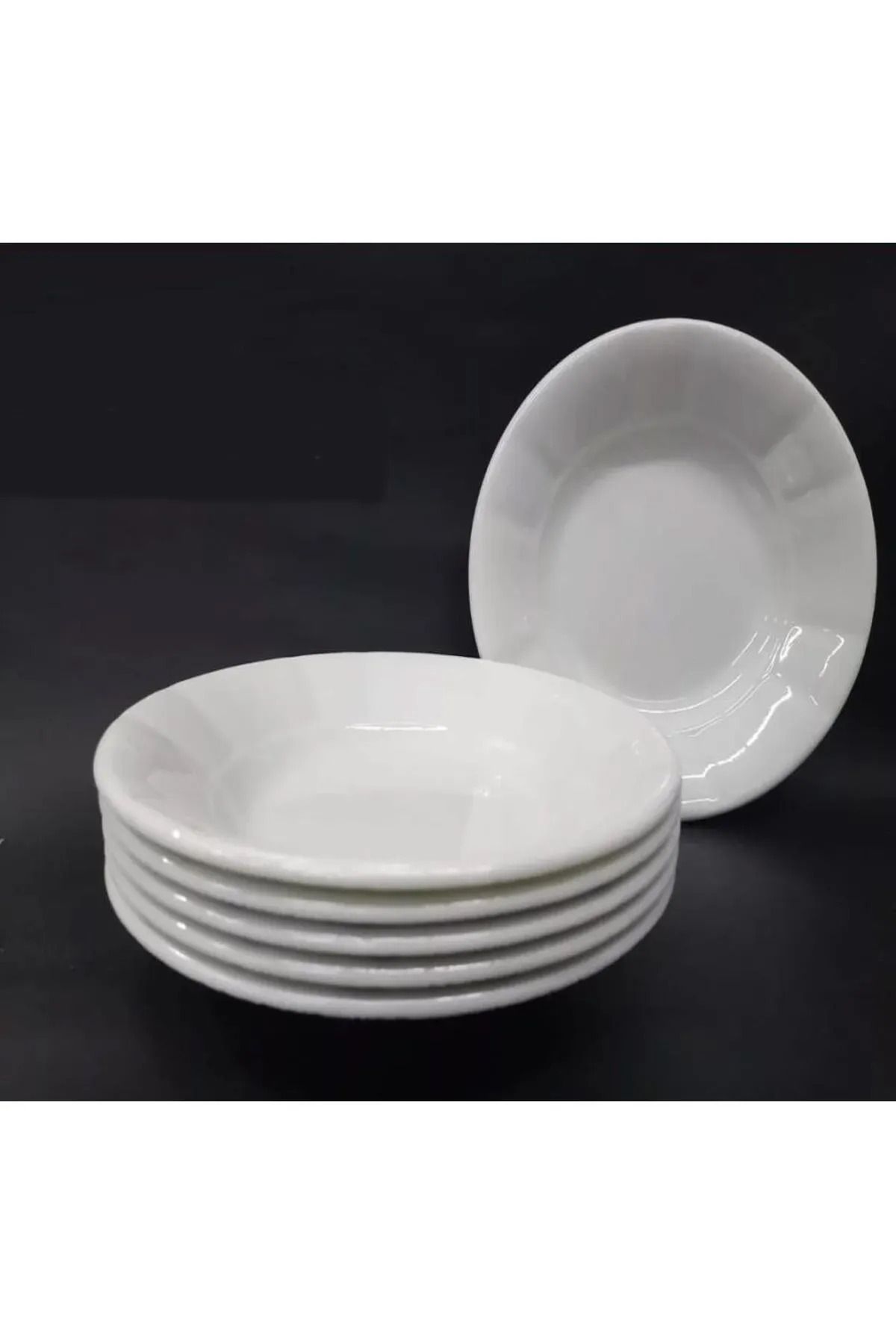 abnturk 3 Adet Beyaz Oluklu Melamin Çukur Yemek Tabağı 18x3cm Pilav, Kuru Nohut Çok Hesaplı Sulu Yemek Kabı