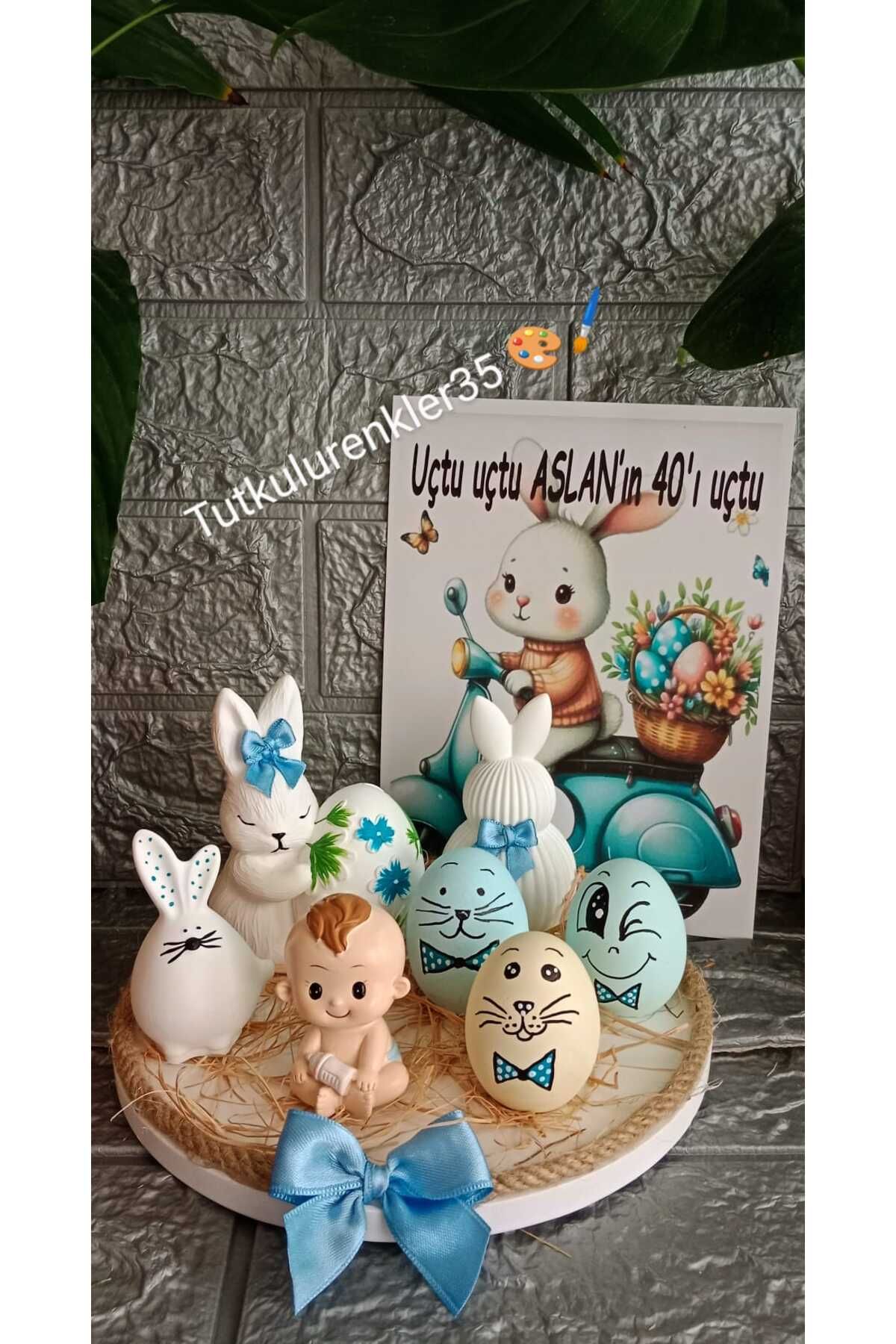 Tutkulu renkler 40 uçurma sepeti tavşanlı yumurta seti