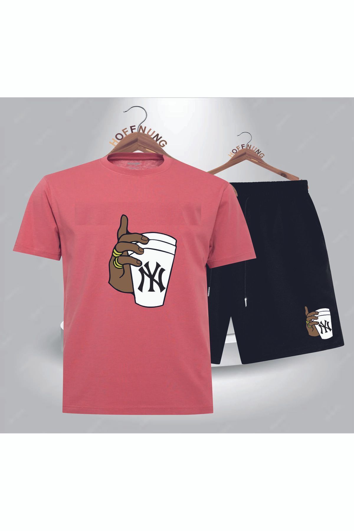 HOFFNUNG Full Shorts Oversize Tshirt My Bardak Baskılı Hoffnunf Penye Şort Yazlık Takım
