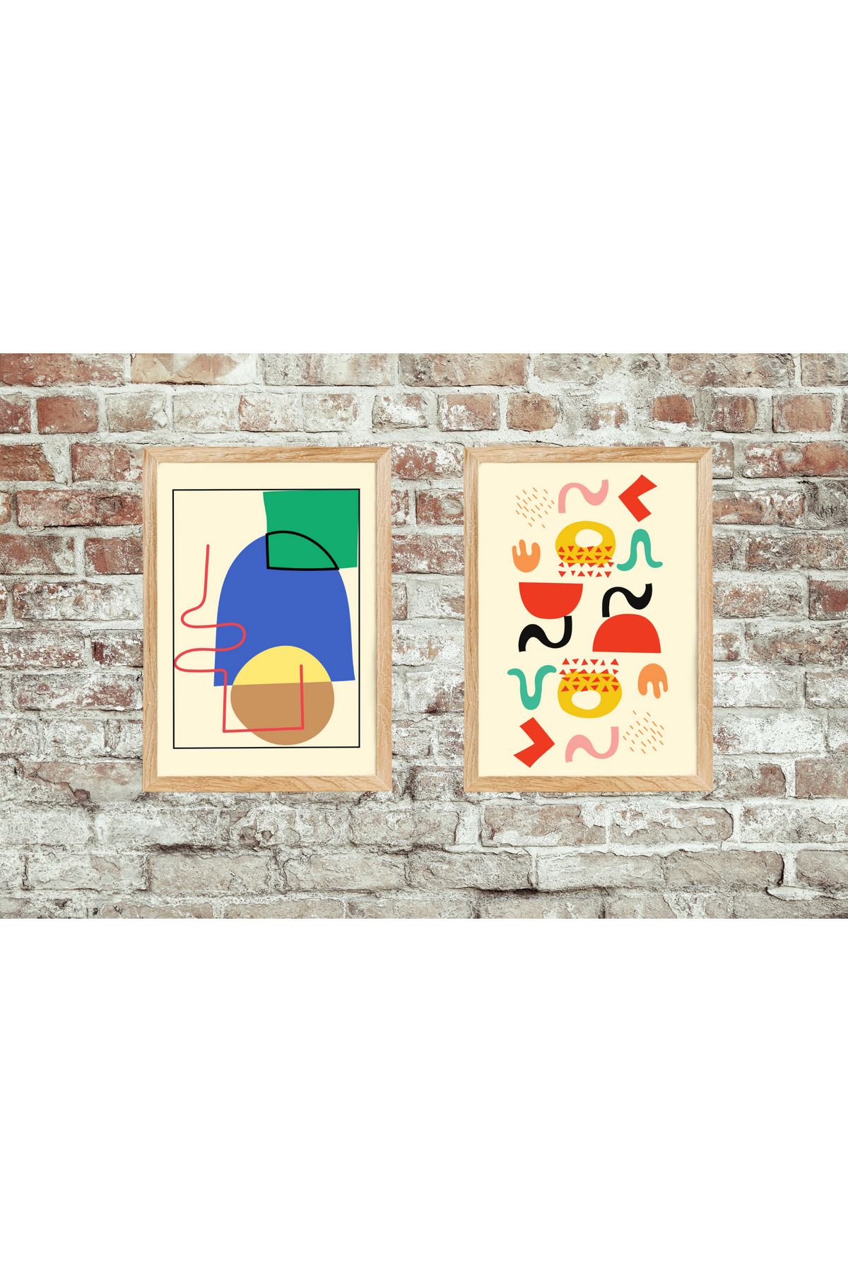 Home Çerçeveli "Minimal Renkli Sanat" 2'li Set Tablo - Duvar Dekorasyon