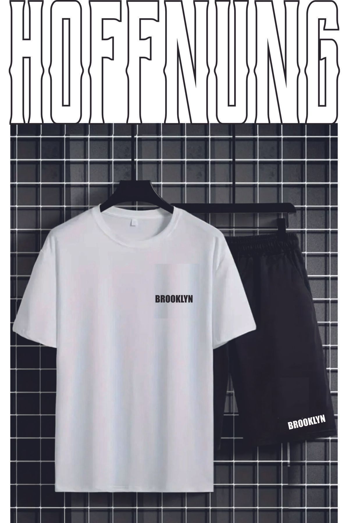 HOFFNUNG Full Short Baskili Brooklyn T-shirt Şortlu Alt Üst Ikili Takım