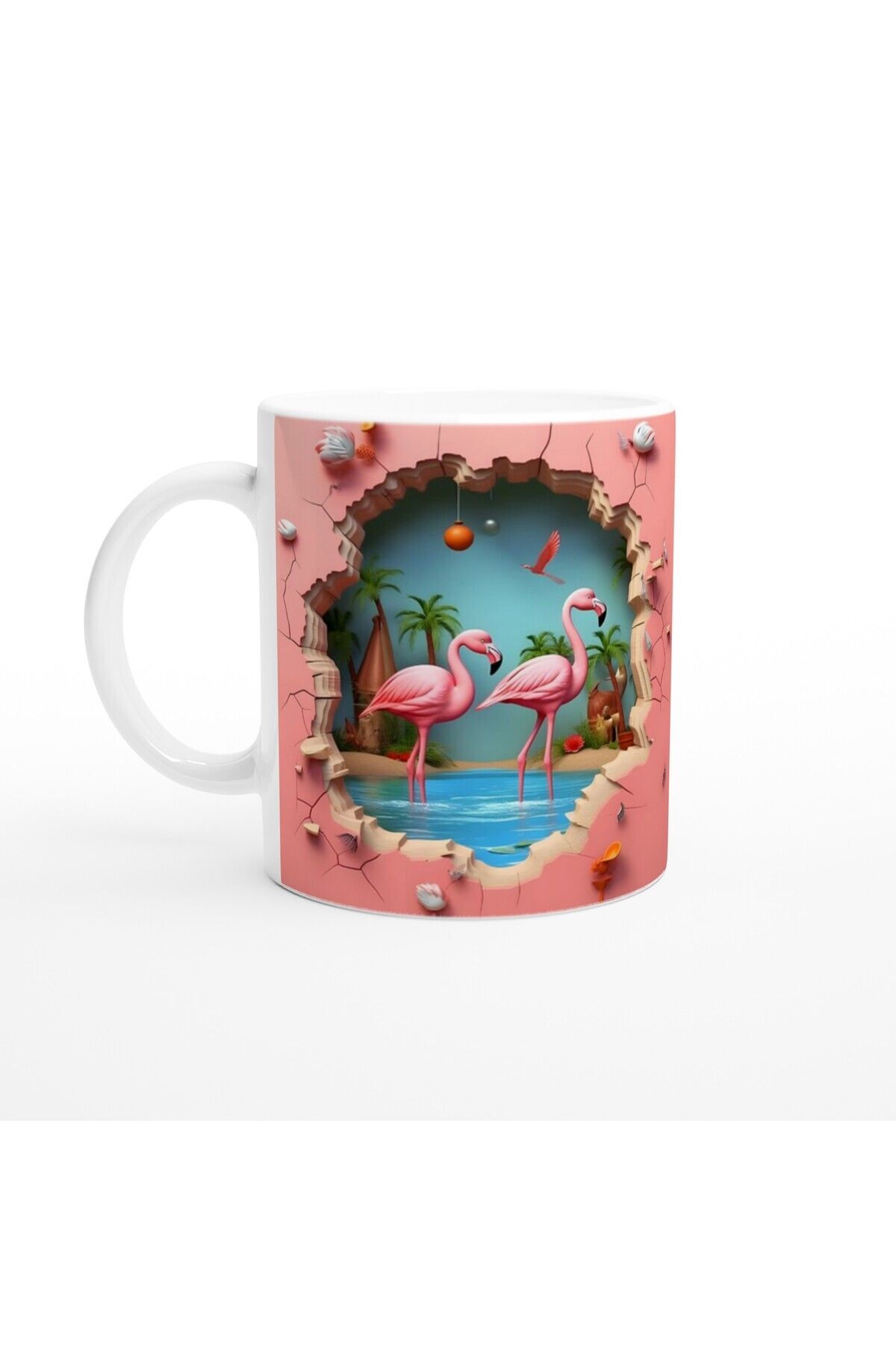 DERWARDEIN Tropikal Flamingo Baskılı Kupa Bardak