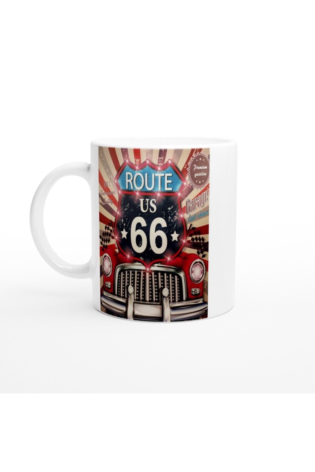 DERWARDEIN Route 66 Işıltılı Retro Garaj Kupa Bardak