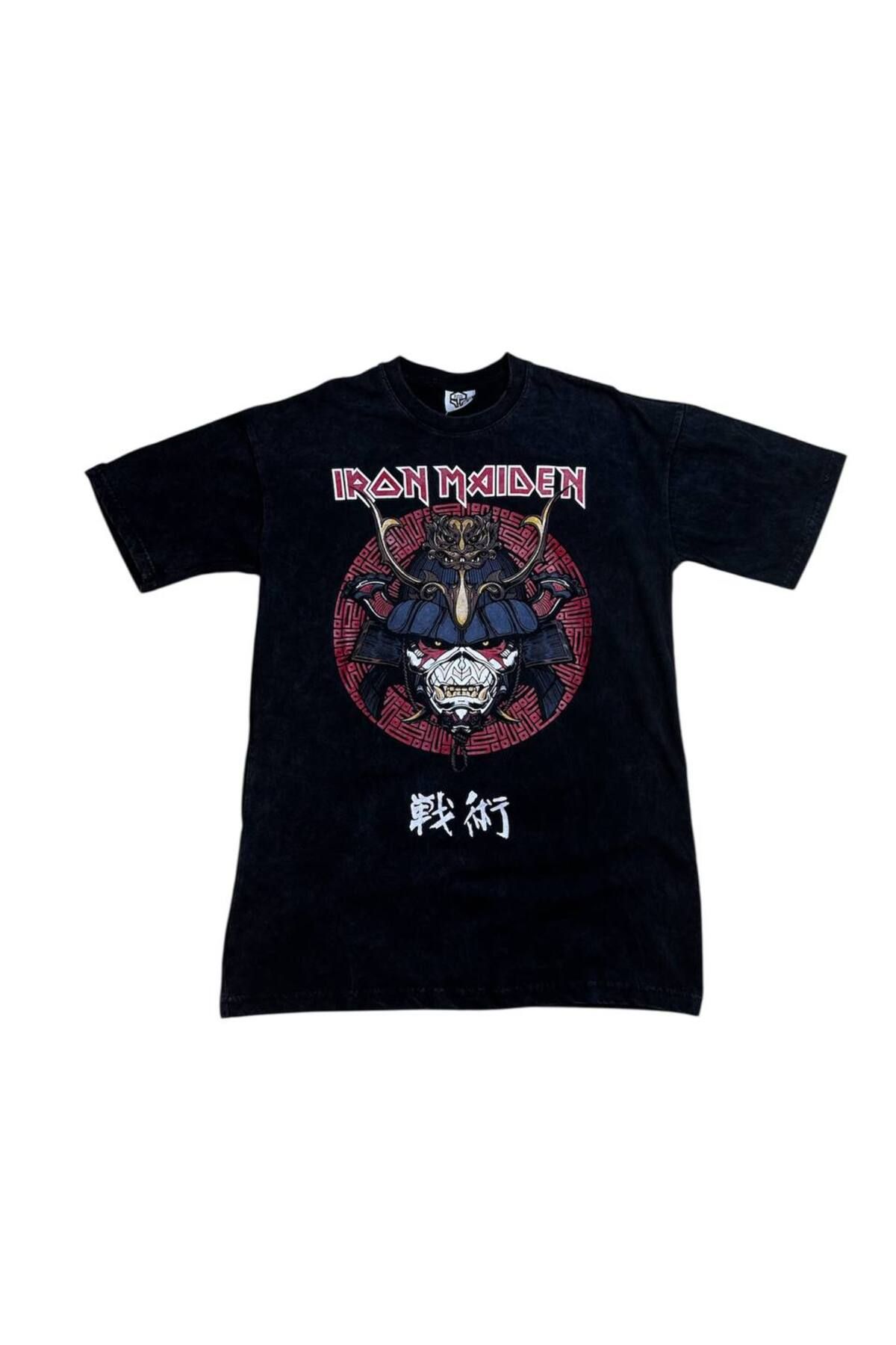 RİSE Iron Maiden - Senjutsu Samurai Eddie Life Snake Yıkamalı T-shirt